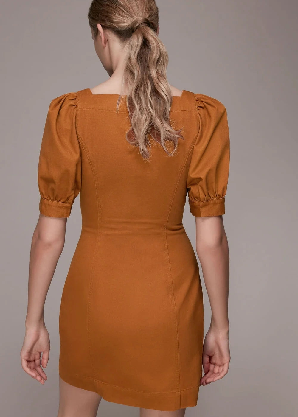 Whistles Womens Sophie Tie Front Mini Dress in Rust