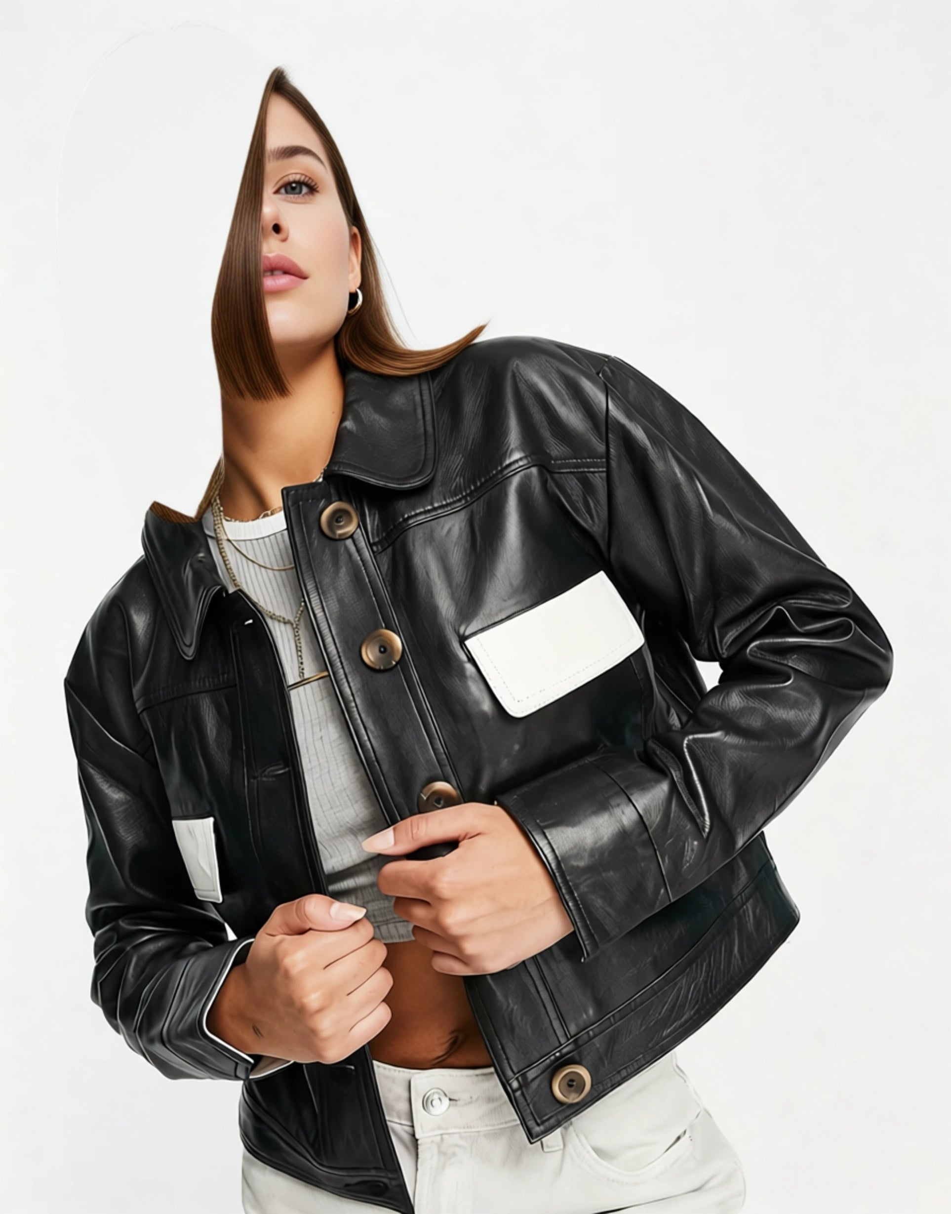 Muubaa Womens Colourblock Boxy Jacket Co-Ord In Black