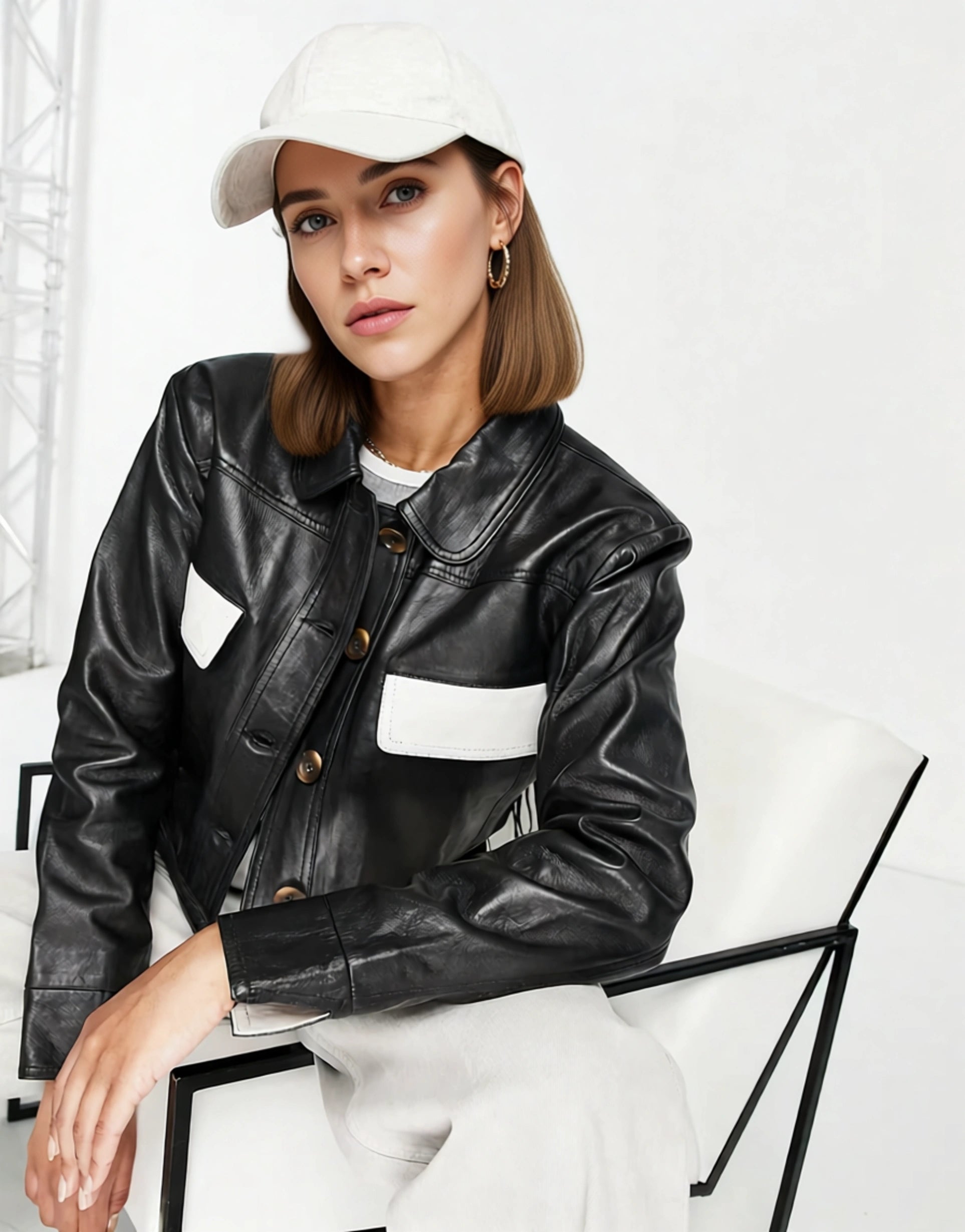 Muubaa Womens Colourblock Boxy Jacket Co-Ord In Black