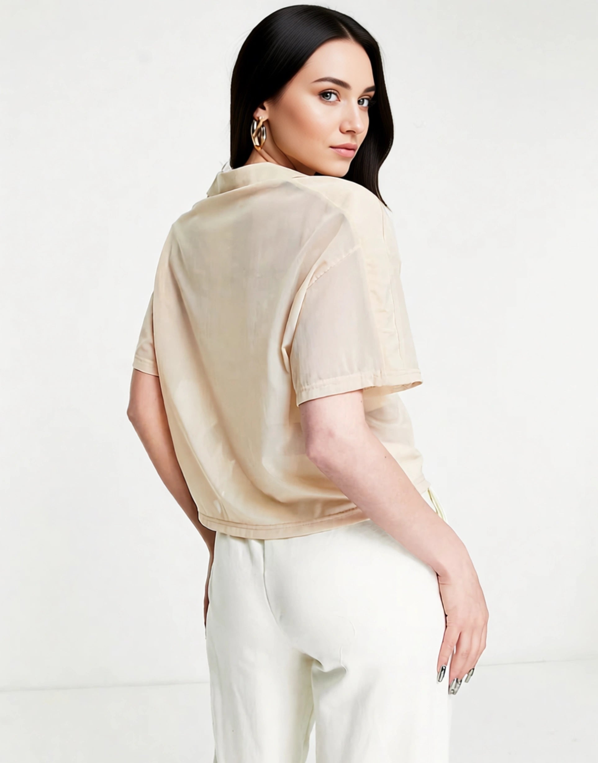Puma Womens Organza Mesh Shirt in Beige