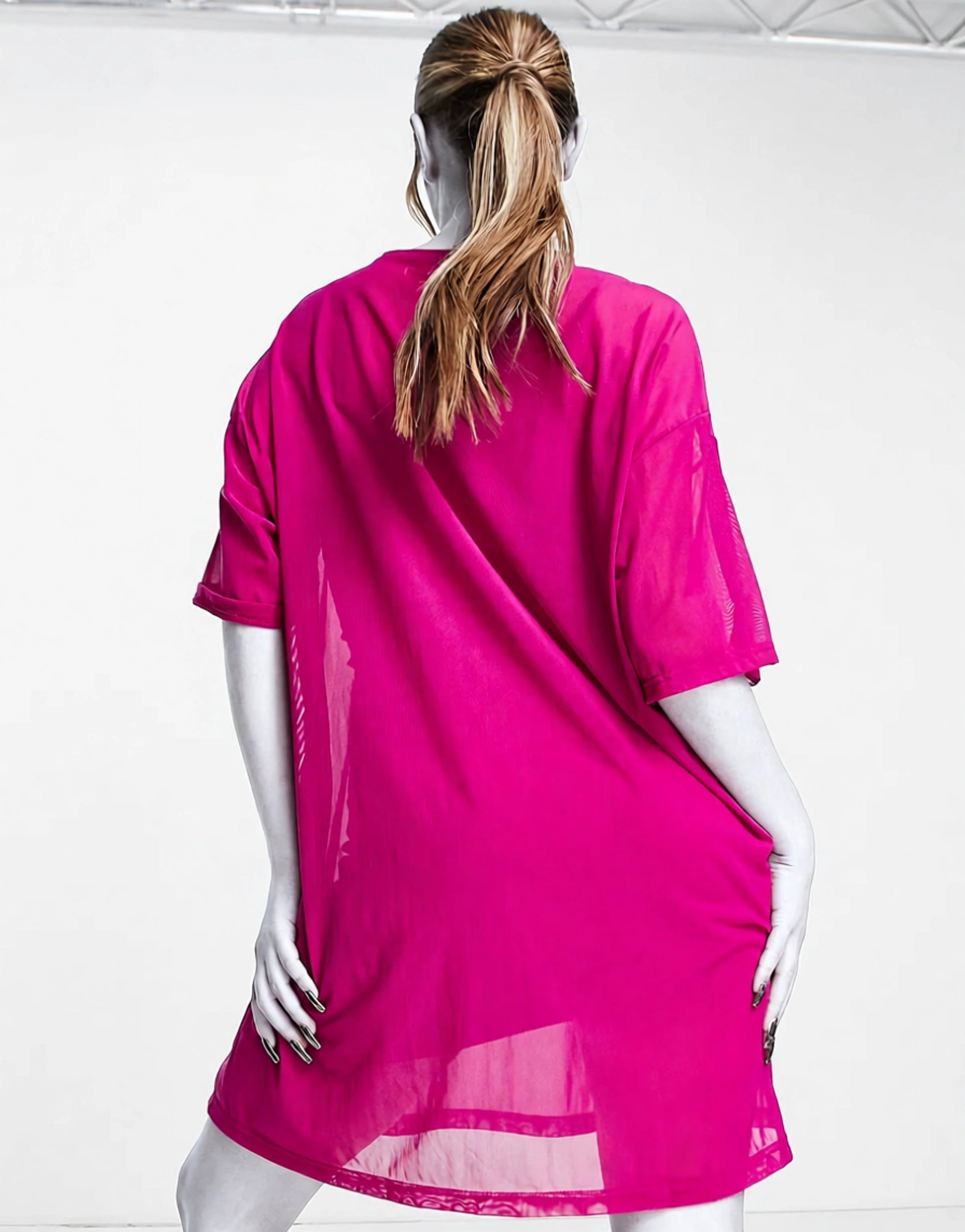 Puma Womens Organza Mesh T-Shirt Dress in Pink