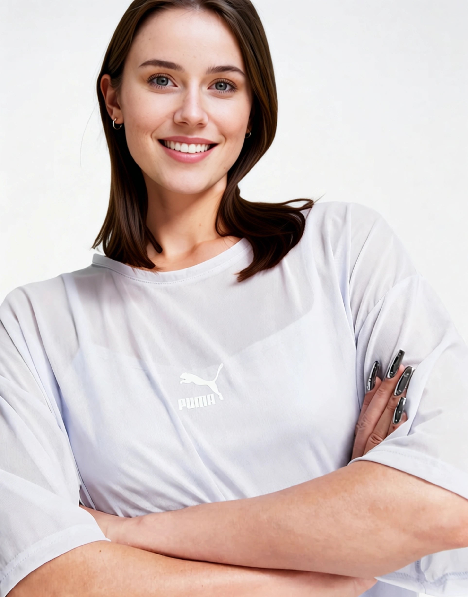 Puma Womens Organza Mesh T-Shirt Dress in Pale Blue