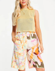 French Connection Womens Relaxed Mom Shorts in Contrast Print In Multi
