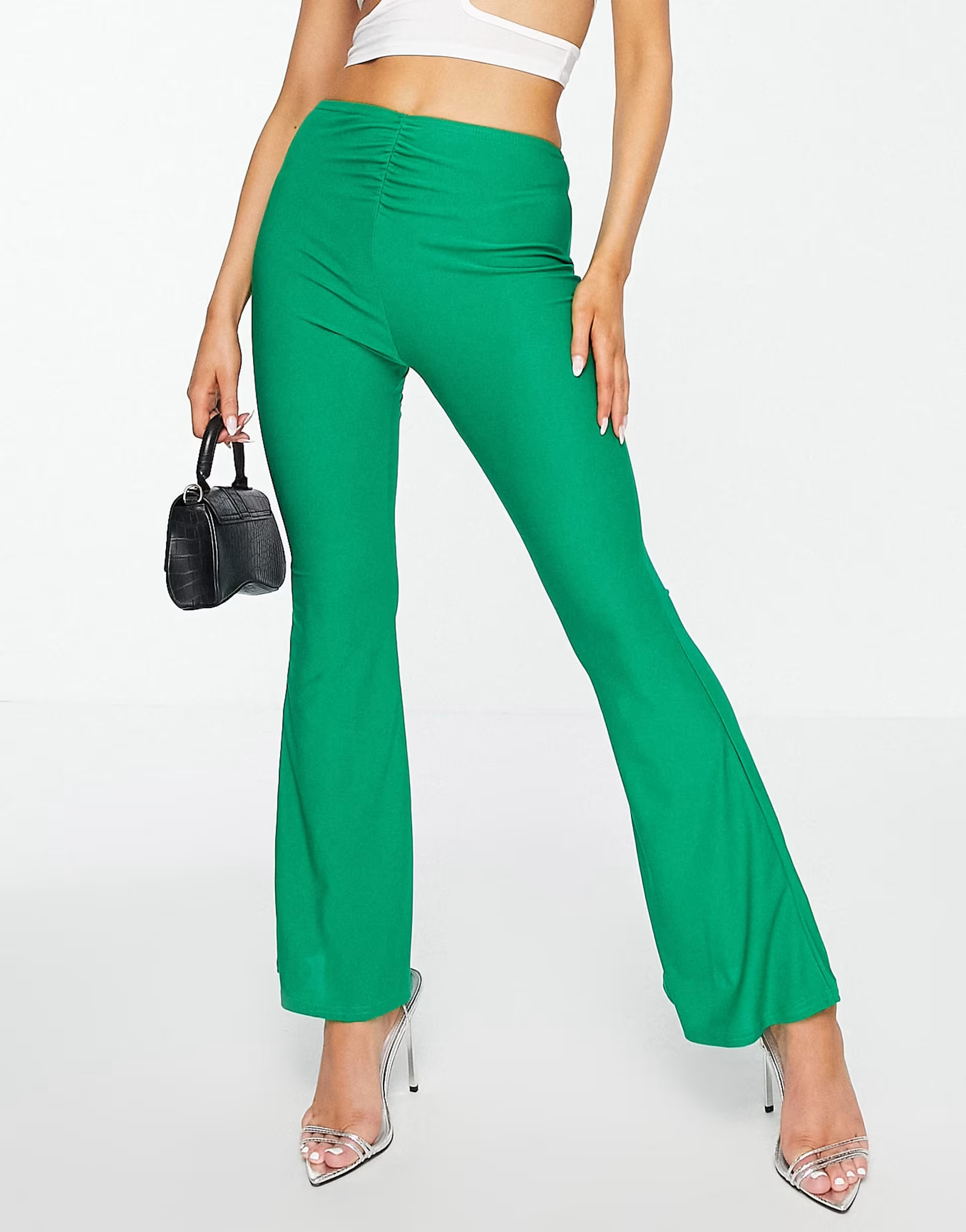 Fashionkilla Womens Flared Trousers Co-Ord In Green