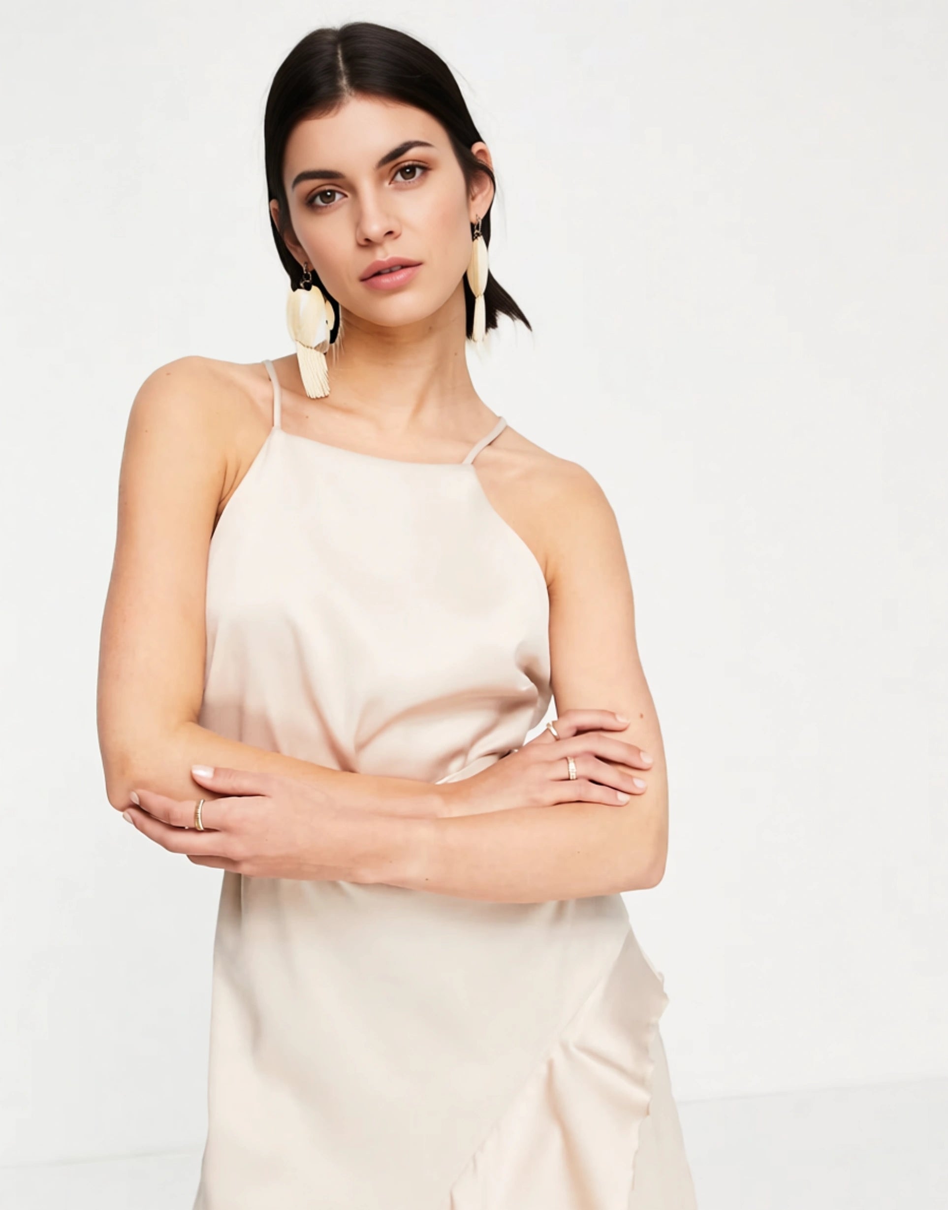 Style Cheat Women's Halter Ruffle Midi Dress In White