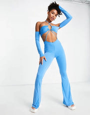 Rebellious Fashion Womens Strappy Jumpsuit In Blue
