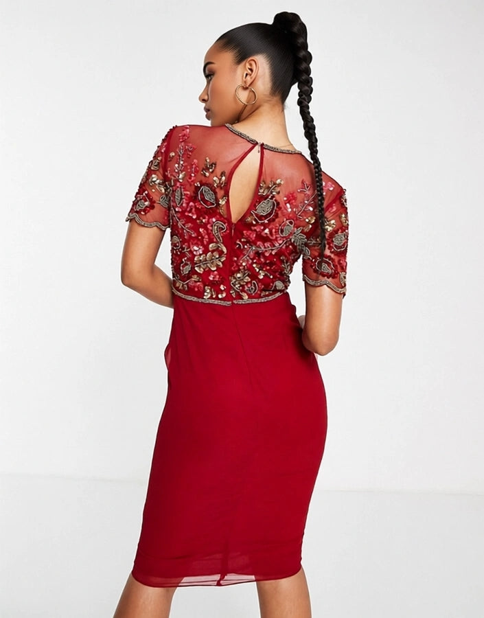 Virgos Lounge Women's Embellished Midi Dress In Red