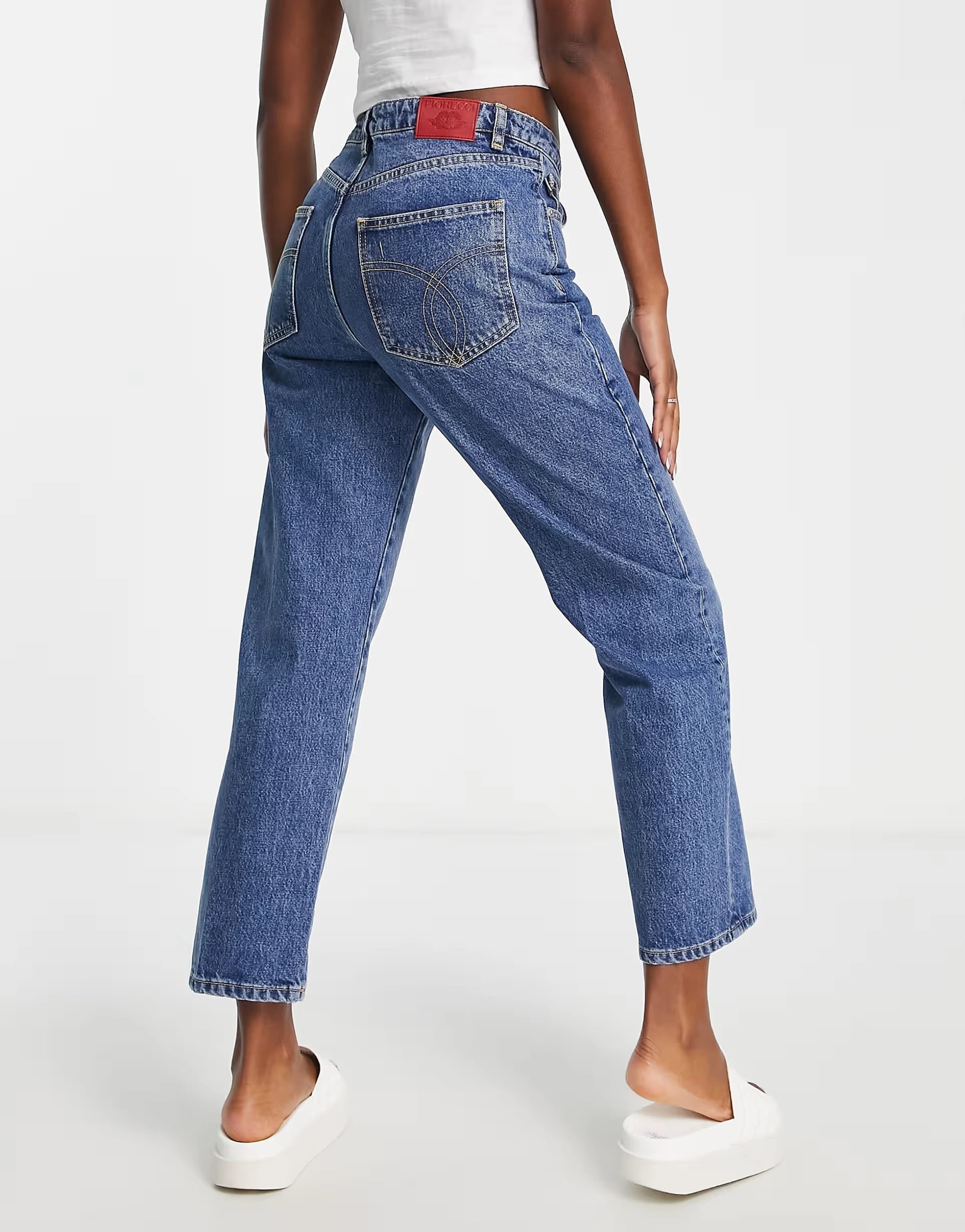 Fiorucci Womens Claire Boyfriend Jeans in Salt And Pepper Blue