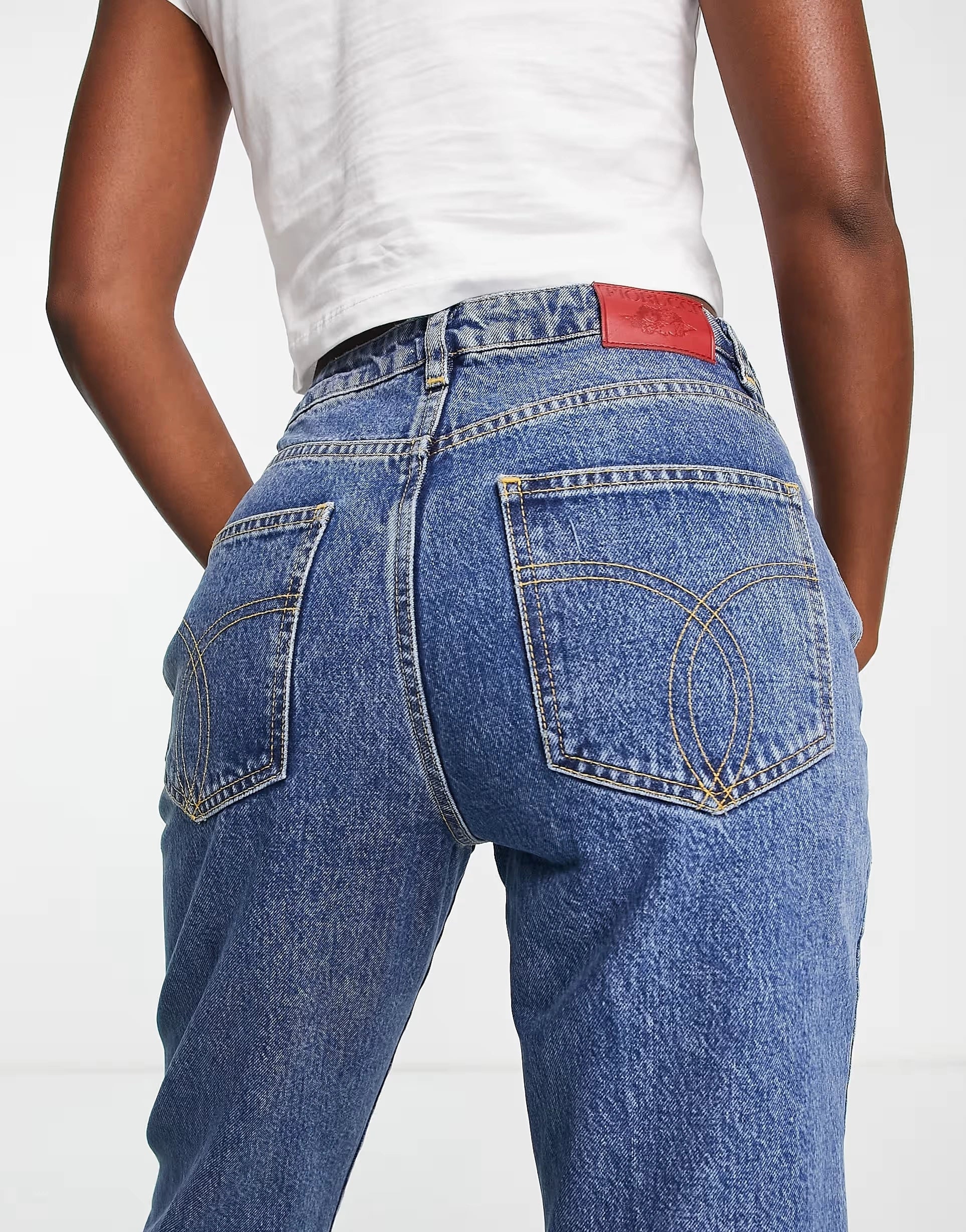 Fiorucci Womens Claire Boyfriend Jeans in Salt And Pepper Blue