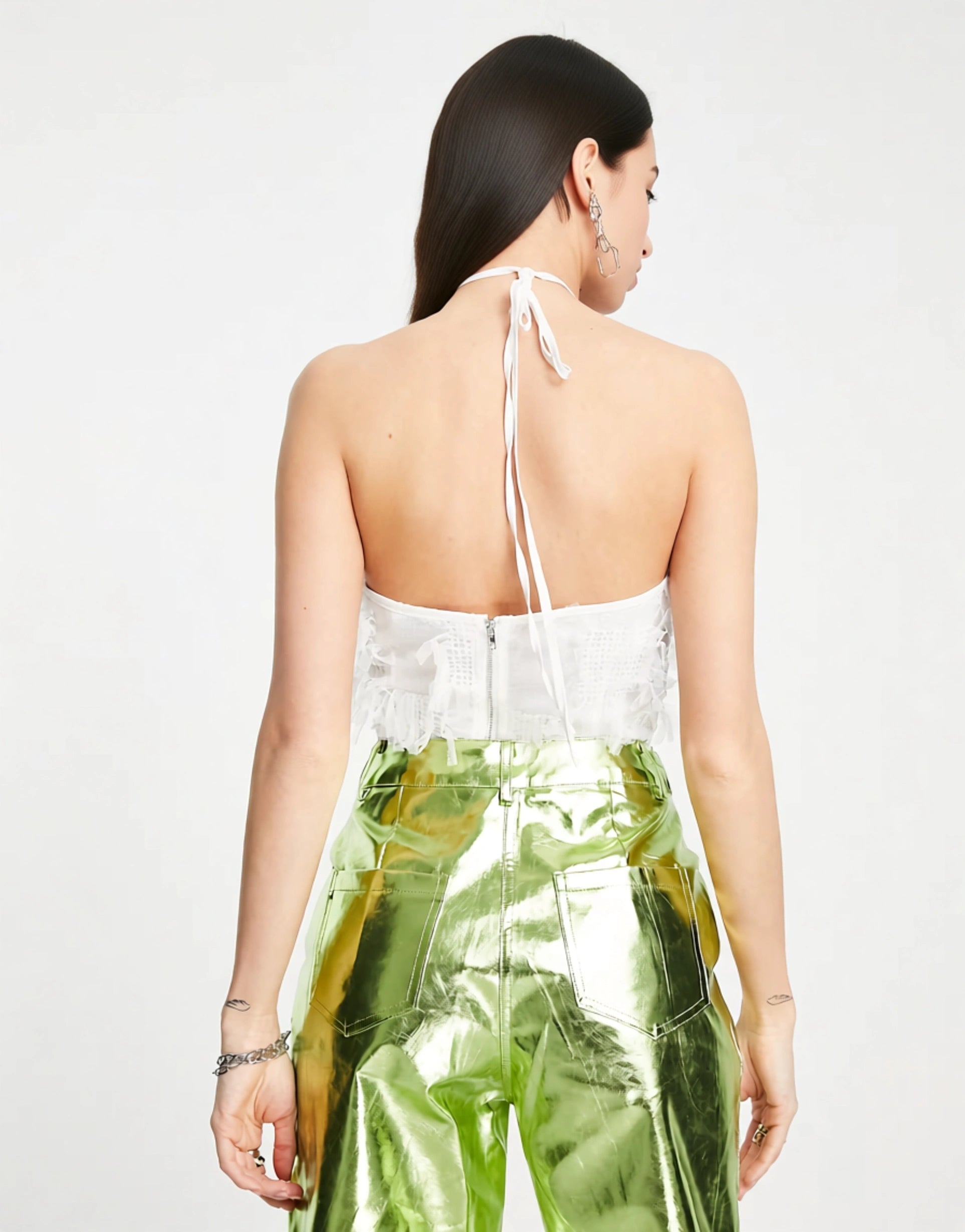 Amy Lynn Women's Textured Halter Crop Top In White