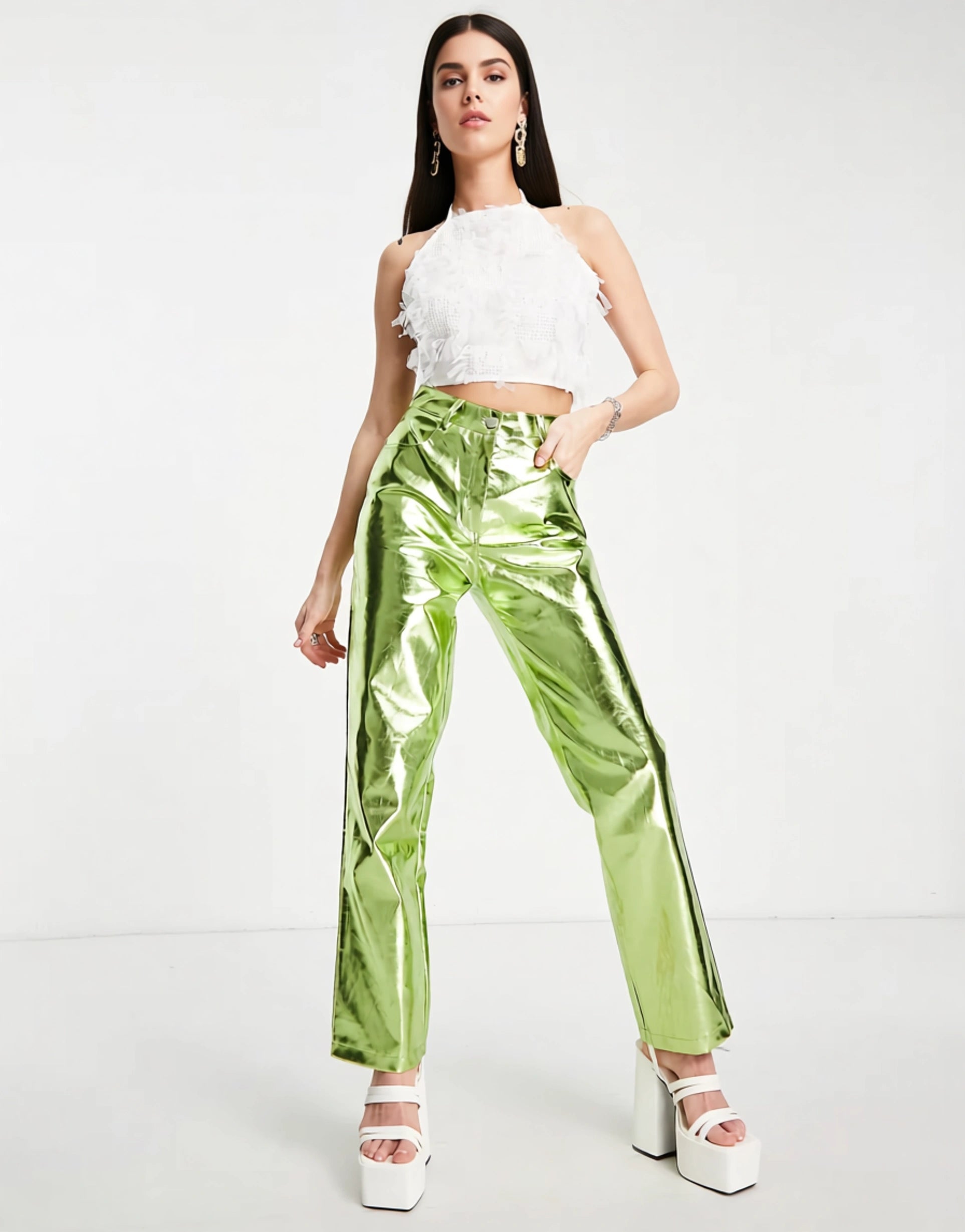 Amy Lynn Women's Textured Halter Crop Top In White