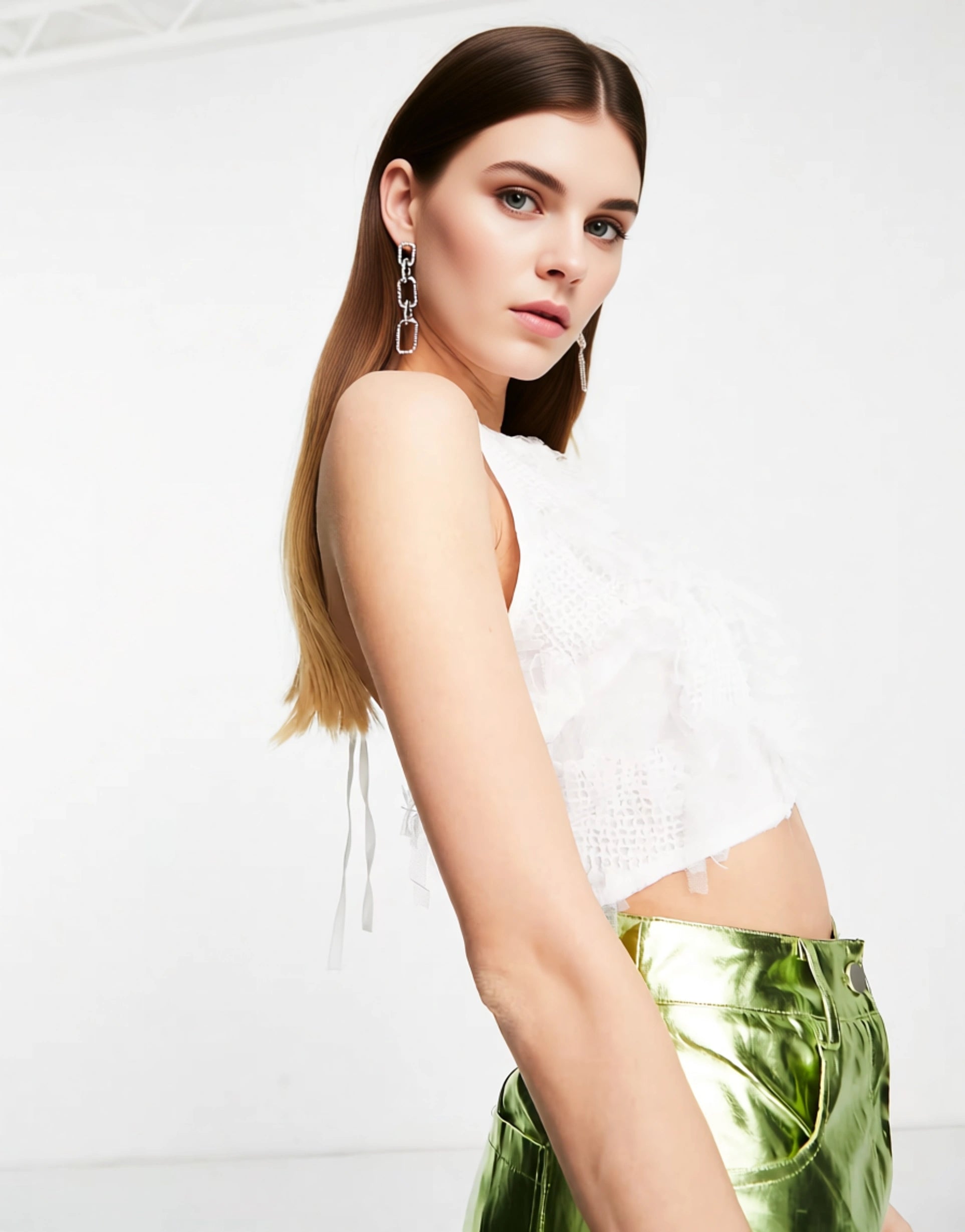 Amy Lynn Women's Textured Halter Crop Top In White