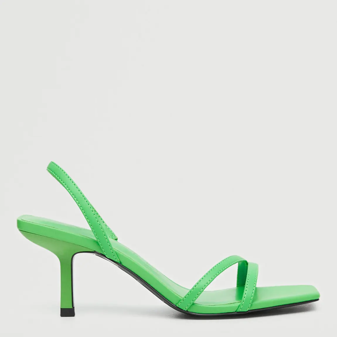 Mango Womens Mid Heel Stiletto Square Toe Sandal In Green