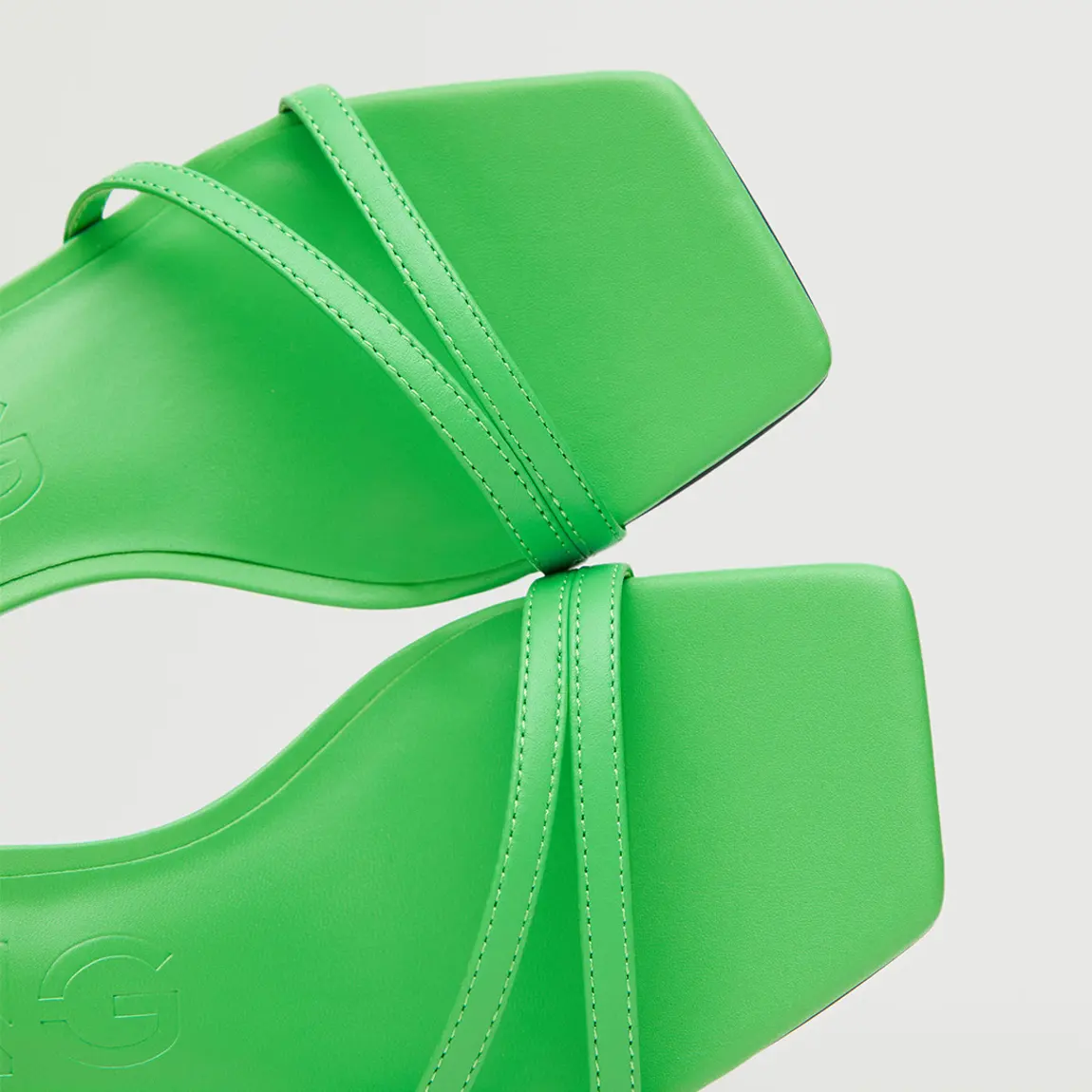 Mango Womens Mid Heel Stiletto Square Toe Sandal In Green