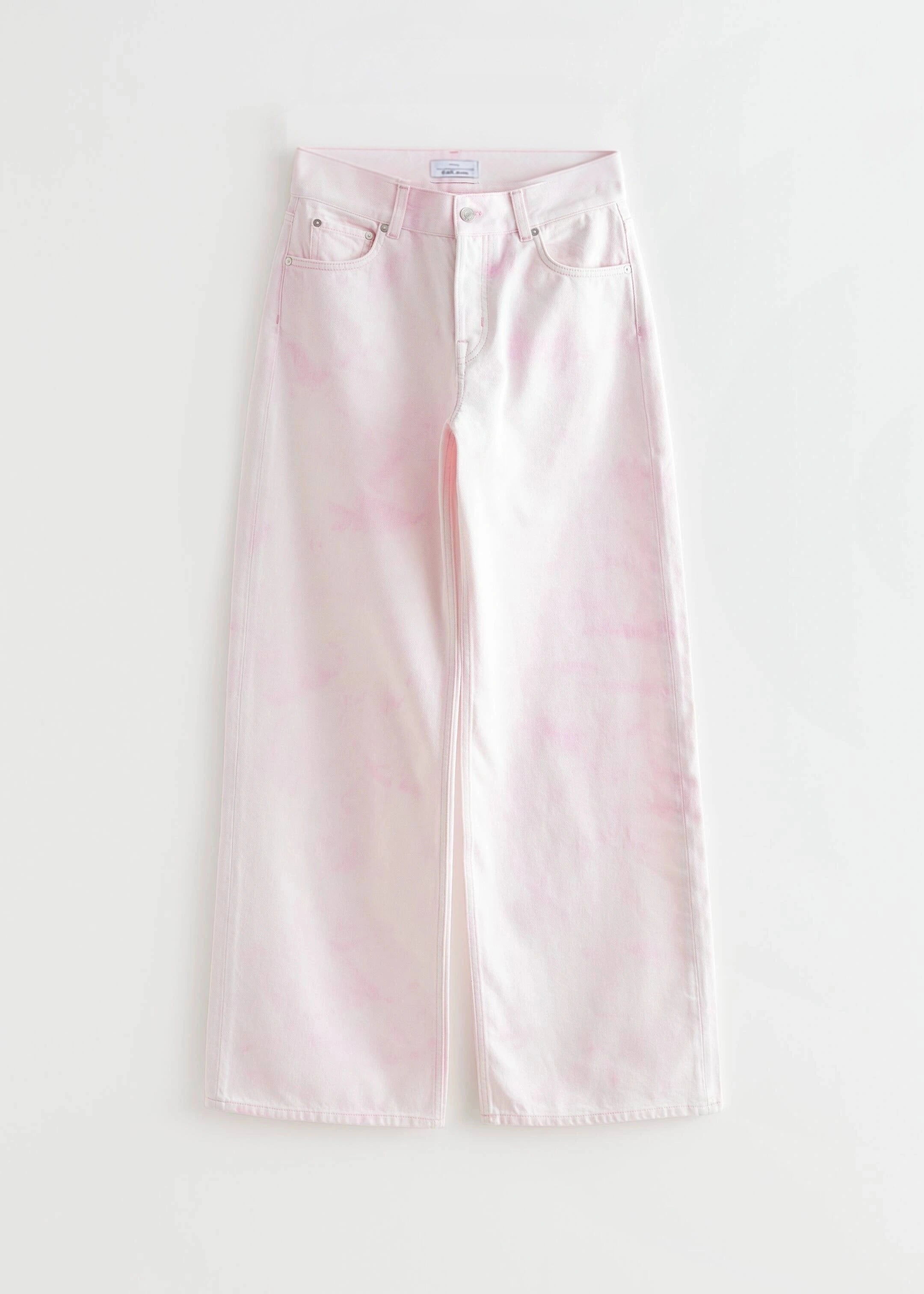 & Other Stories Womens Cotton Low Waist Wide Leg Jeans in Light Pink