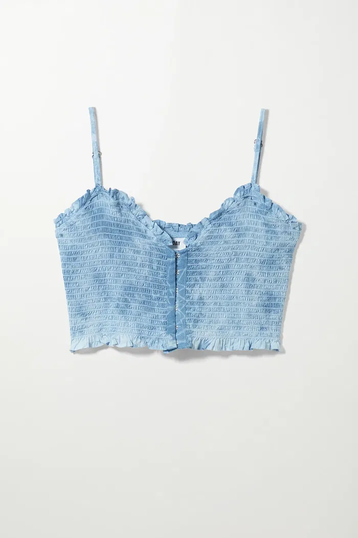 Womens Weekday Sally Cotton Tie Dye Cami Sun Top In Blue