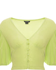 Monki Women's Green Puff Sleeve Button Front Tea Blouse