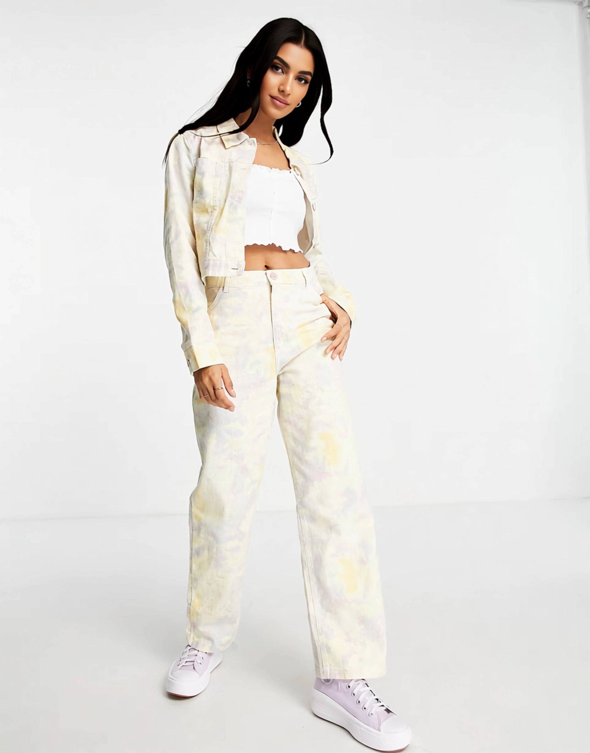 Monki Womens Pastel Tie Dye Co-Ord Trousers