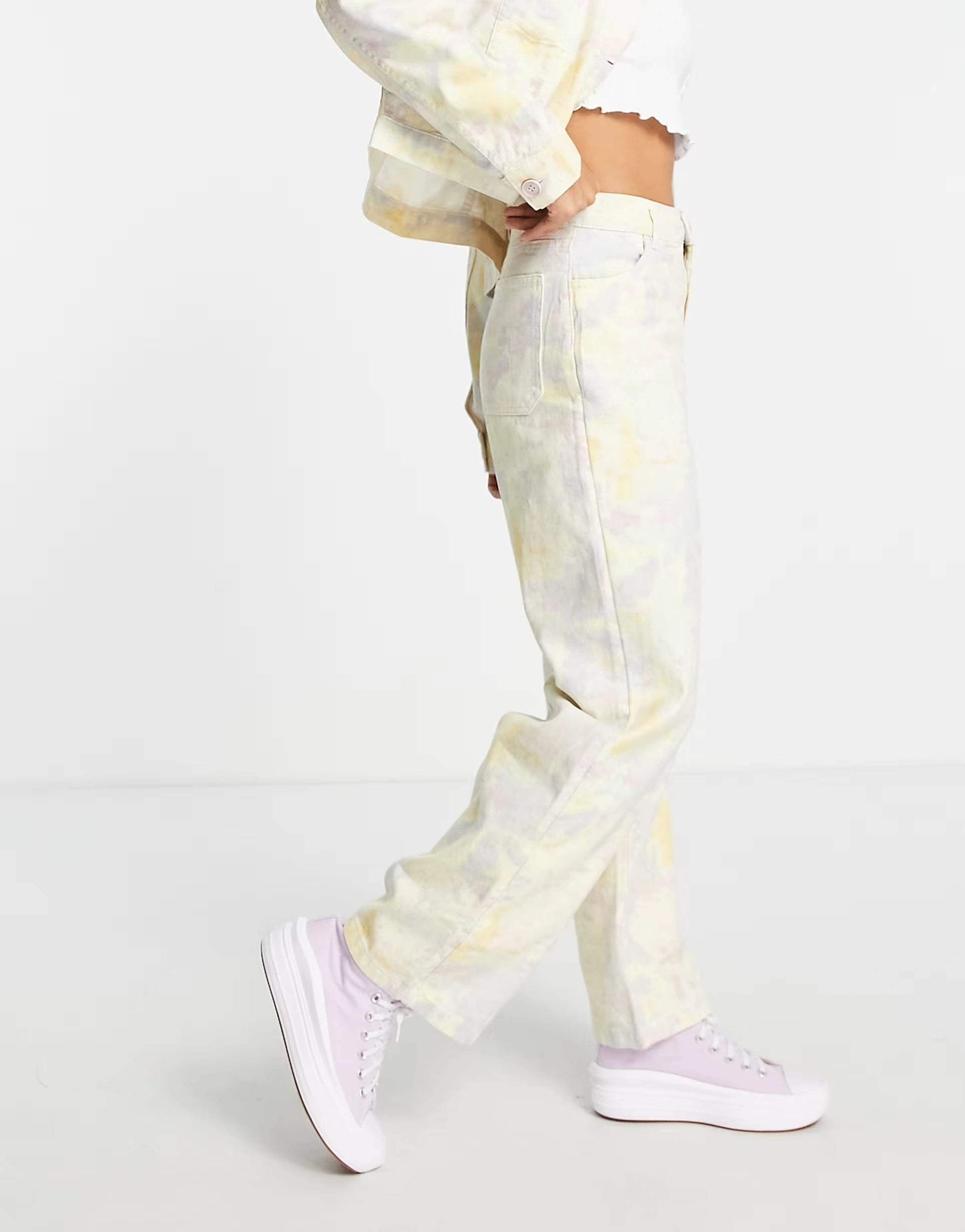 Monki Womens Pastel Tie Dye Co-Ord Trousers