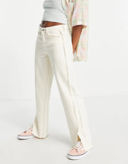 Weekday Womens Frayed Edge Co-Ord Trousers in Off White