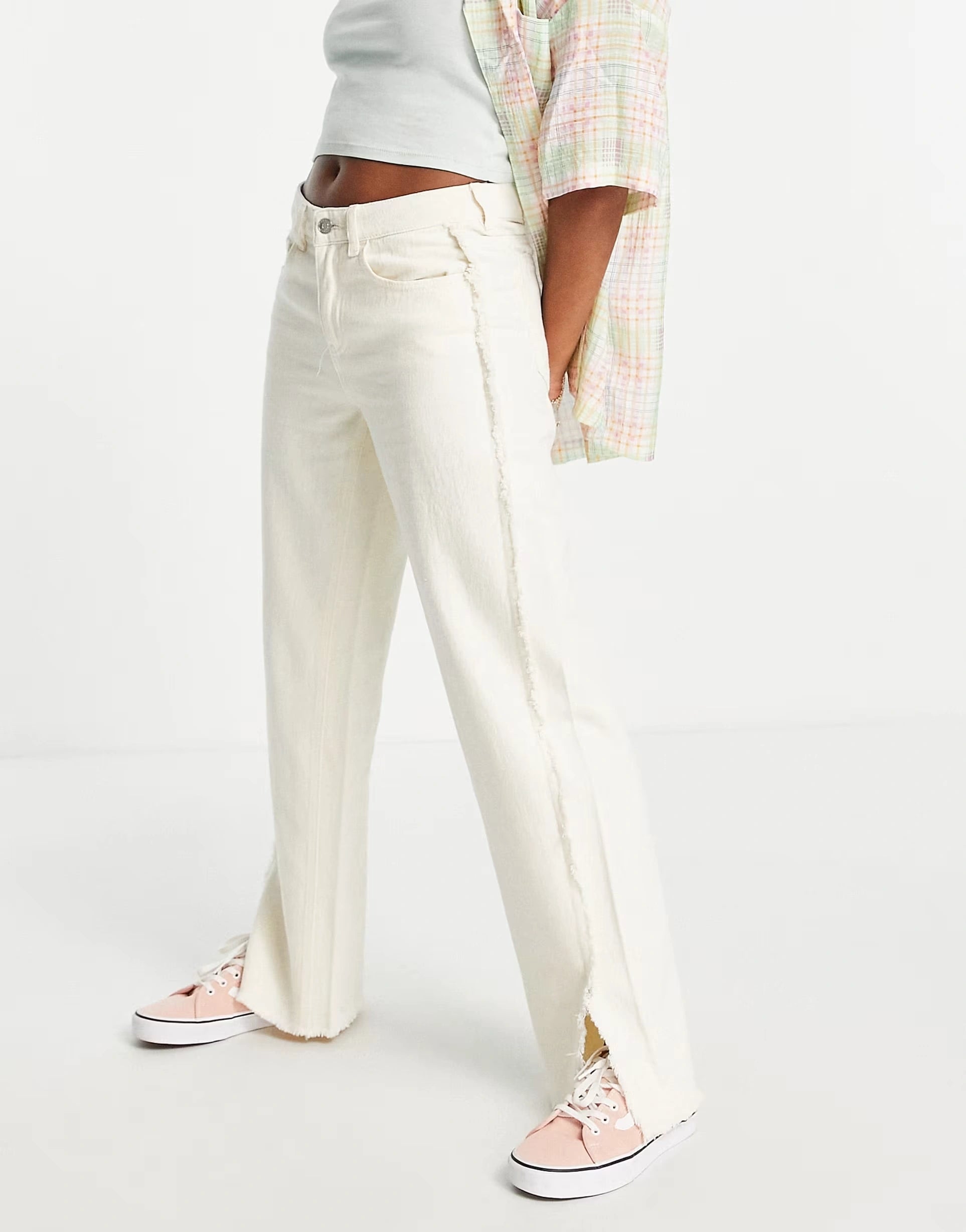 Weekday Womens Frayed Edge Co-Ord Trousers in Off White