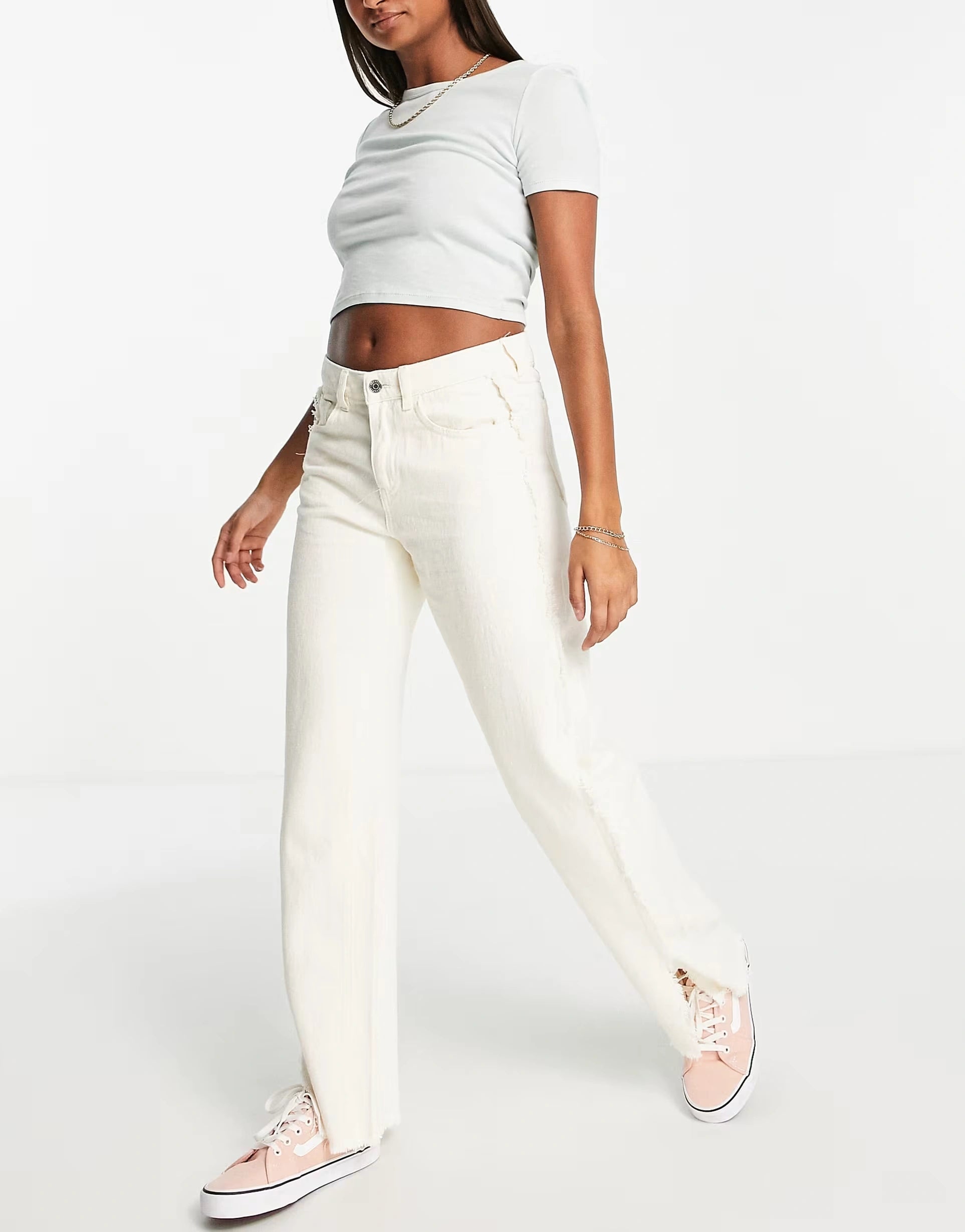 Weekday Womens Frayed Edge Co-Ord Trousers in Off White