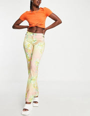 Weekday Womens Straight Leg Cut Out Waist Trousers in Floral Print