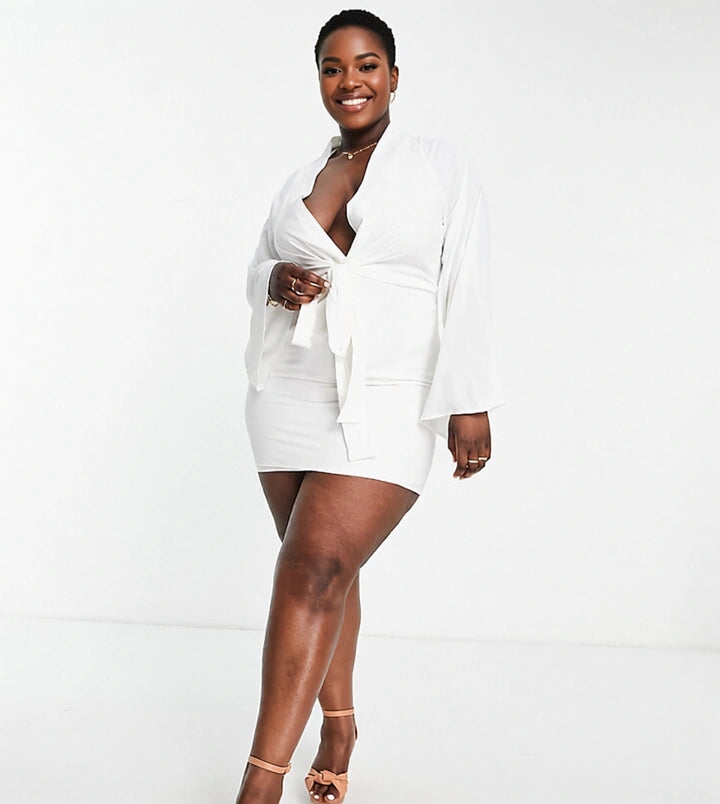 In The Style Plus Womens X Perrie Sian Plunge F In White