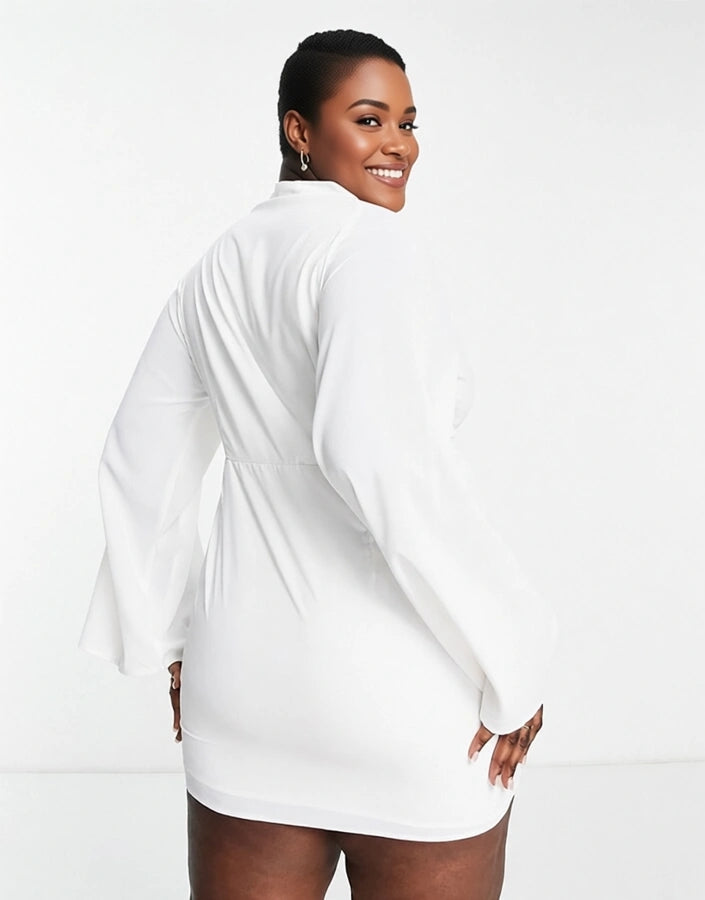 In The Style Plus Womens X Perrie Sian Plunge F In White