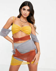 I Saw It First Womens Layered Mini Dress in Colour Block In Multi