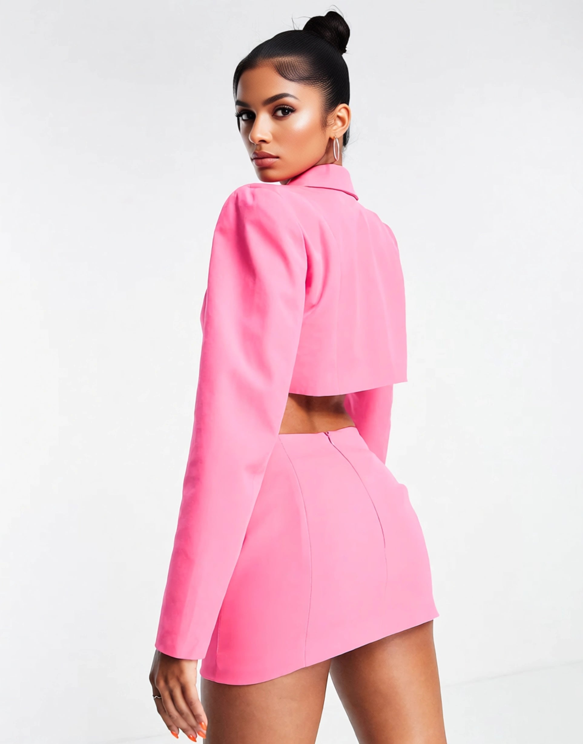 I Saw It First Womens Micro Mini Tailored Skirt Co-Ord in Hot Pink