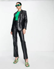 4th & Reckless Women's Leather Look Embossed Blazer Co Ord In Black