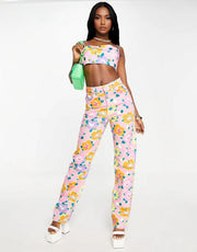 Womens Gbemi Teni Straight Leg Jeans Co-Ord In Floral Print