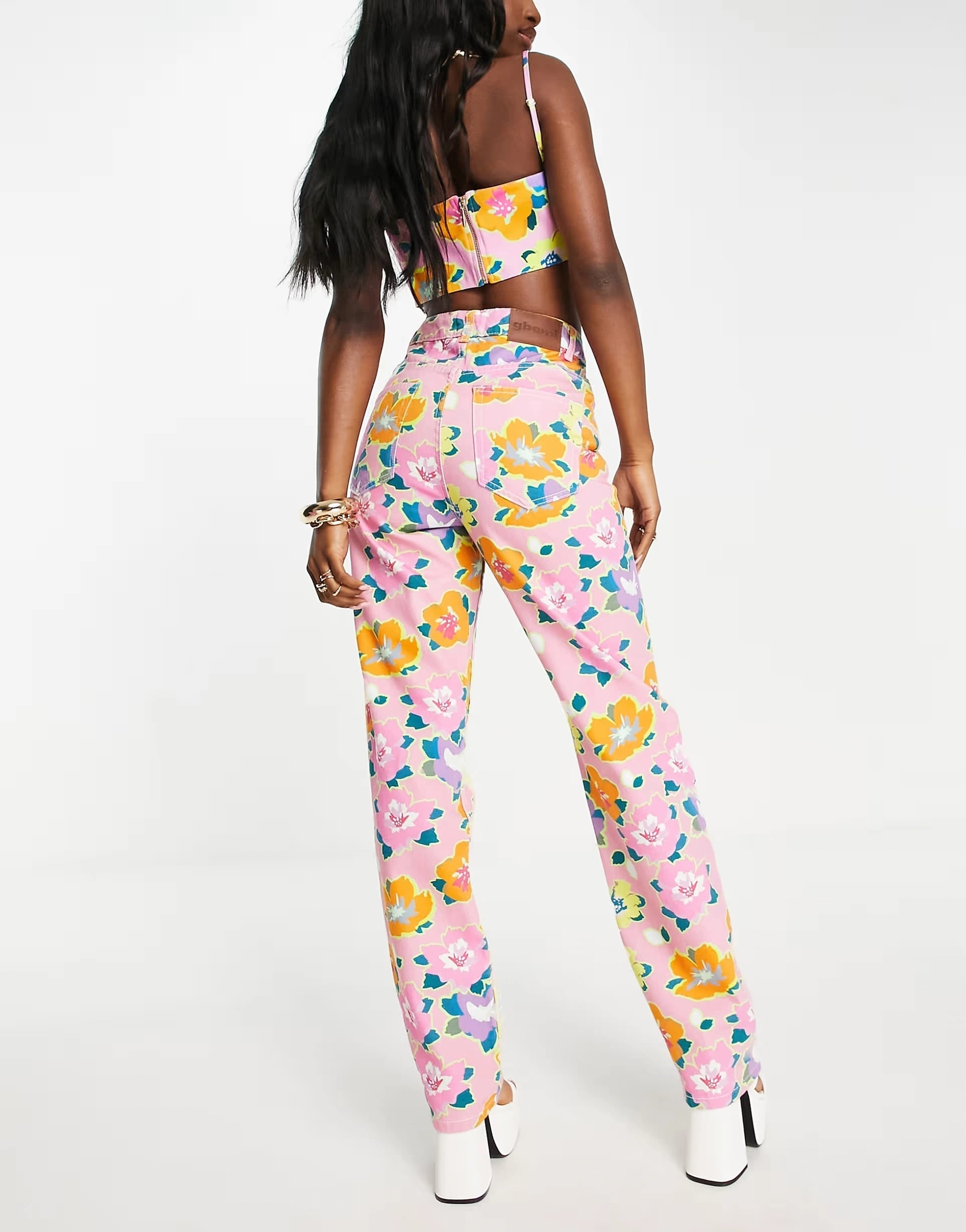 Womens Gbemi Teni Straight Leg Jeans Co-Ord In Floral Print