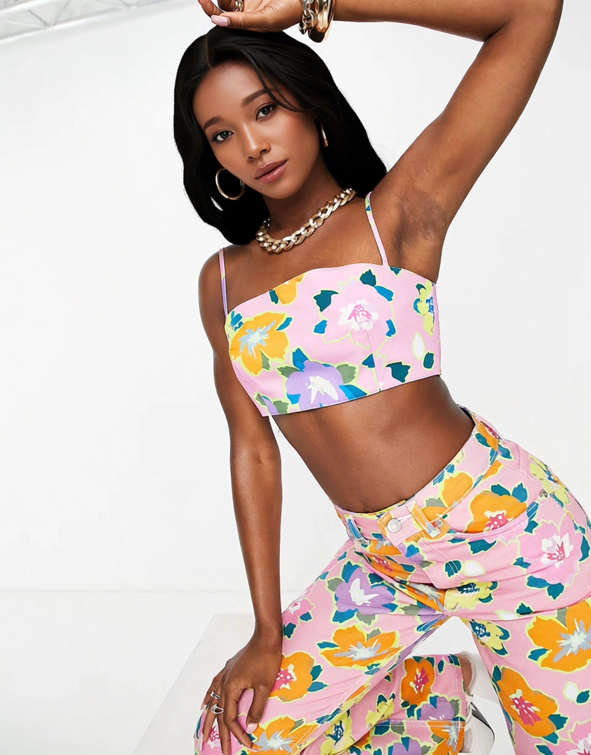 Womens Gbemi Teni Straight Leg Jeans Co-Ord In Floral Print
