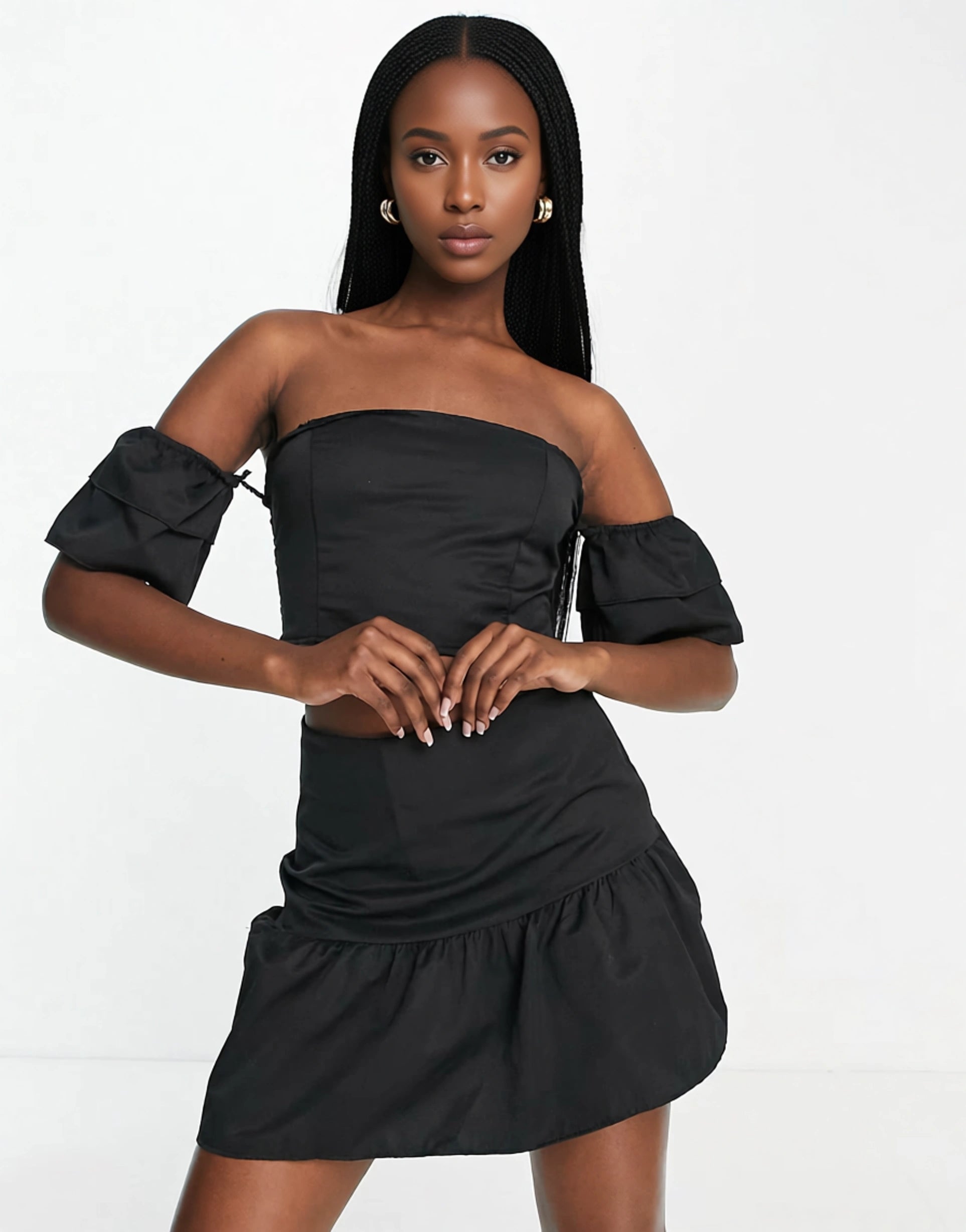 Trendyol Womens Bandeau And Skirt Co-Ord Set In Black