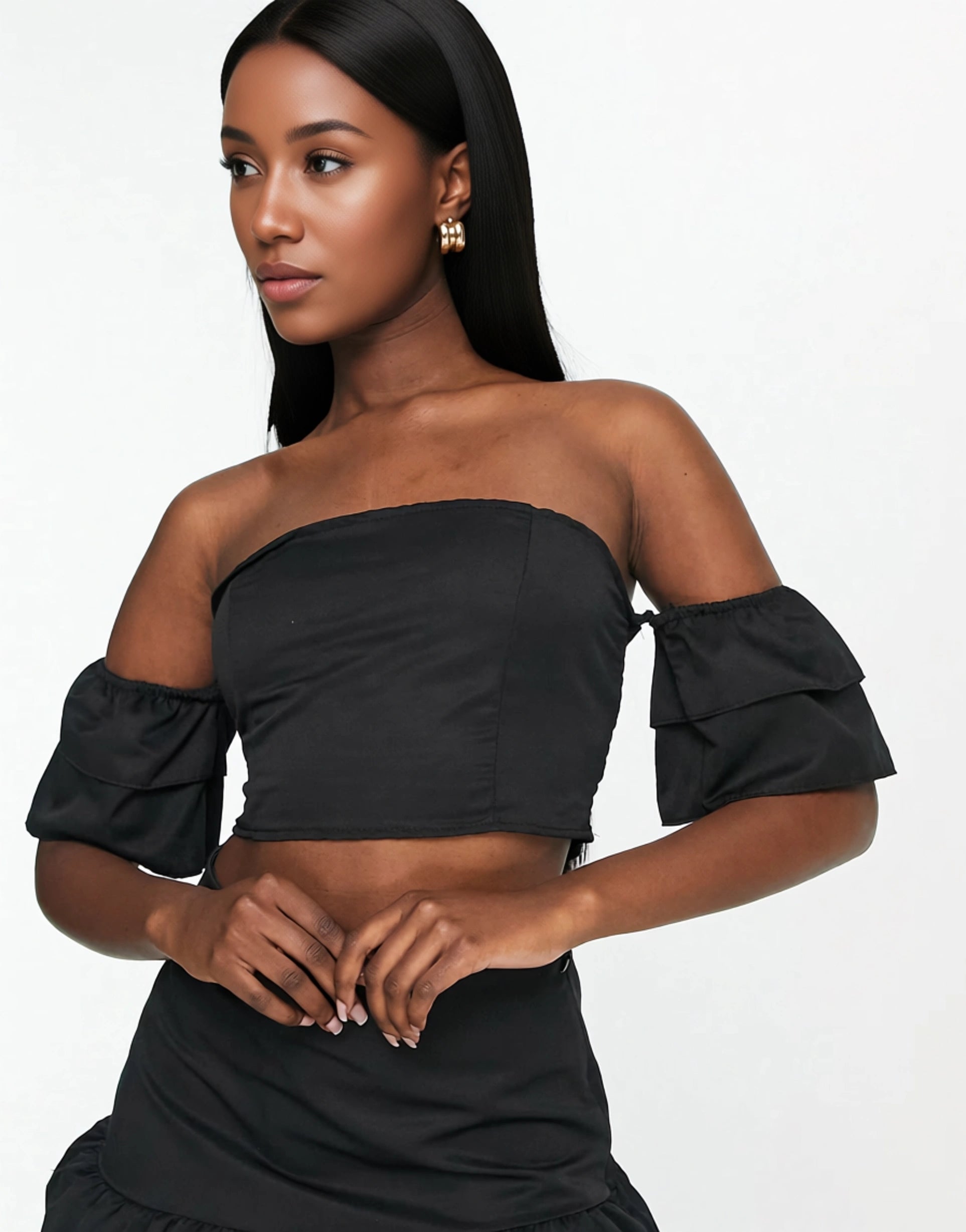 Trendyol Womens Bandeau And Skirt Co-Ord Set In Black