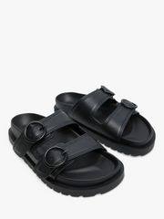Mango Womens Double Buckle Granded Sandals In Black