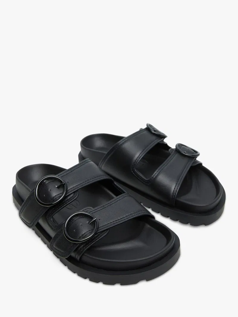 Mango Womens Double Buckle Granded Sandals In Black