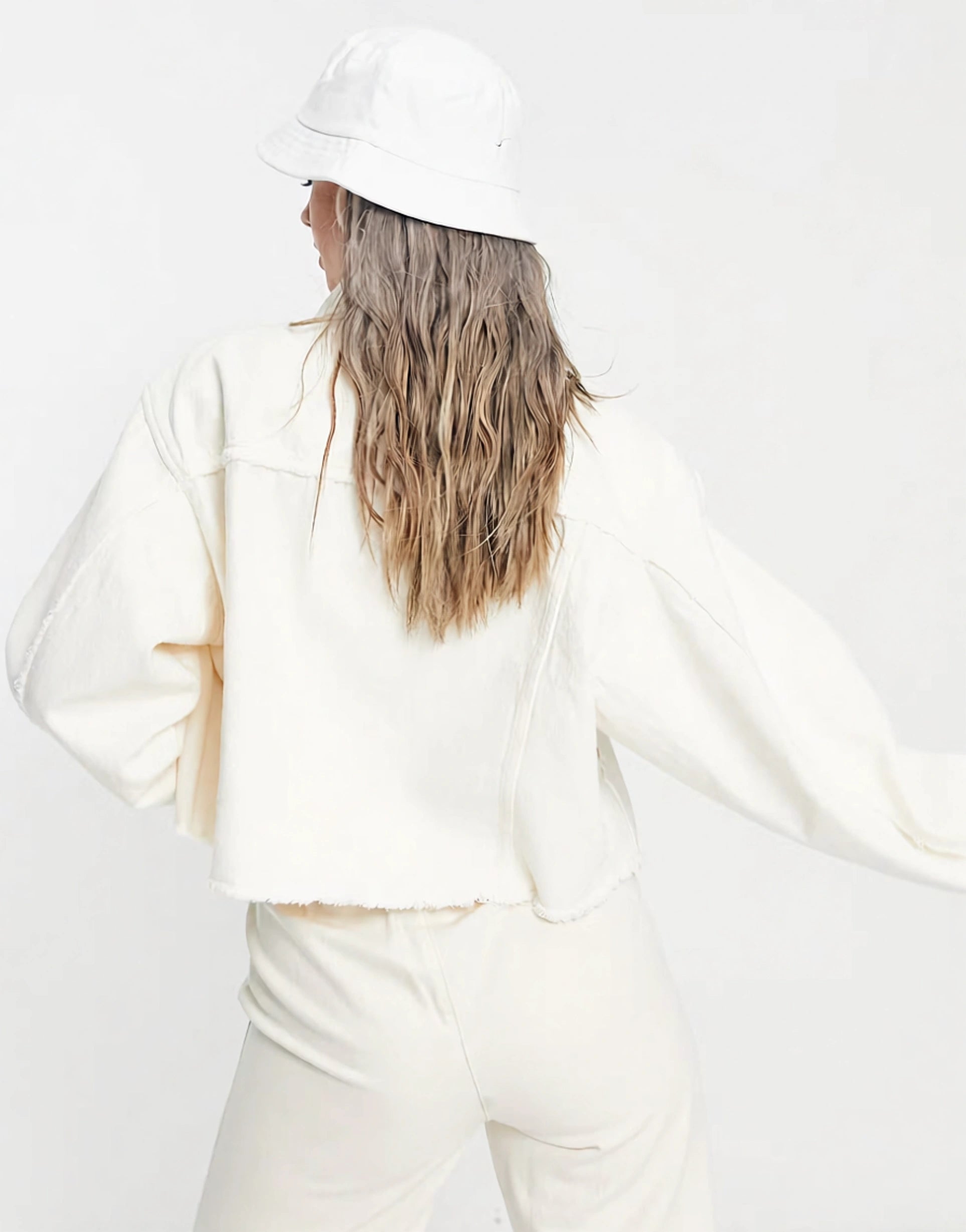 Weekday Womens Co-Ord Frayed Edge Jacket in Off White