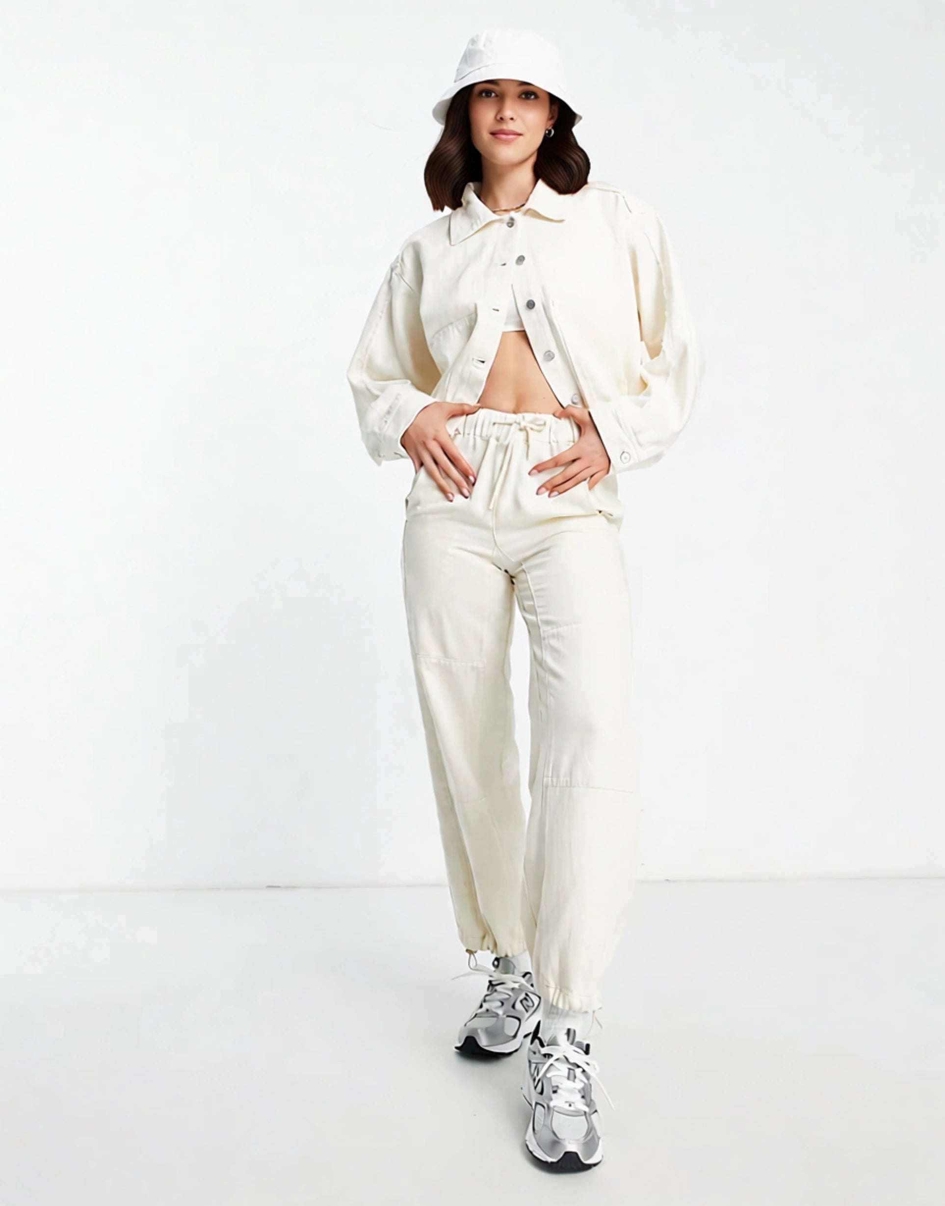 Weekday Womens Co-Ord Frayed Edge Jacket in Off White