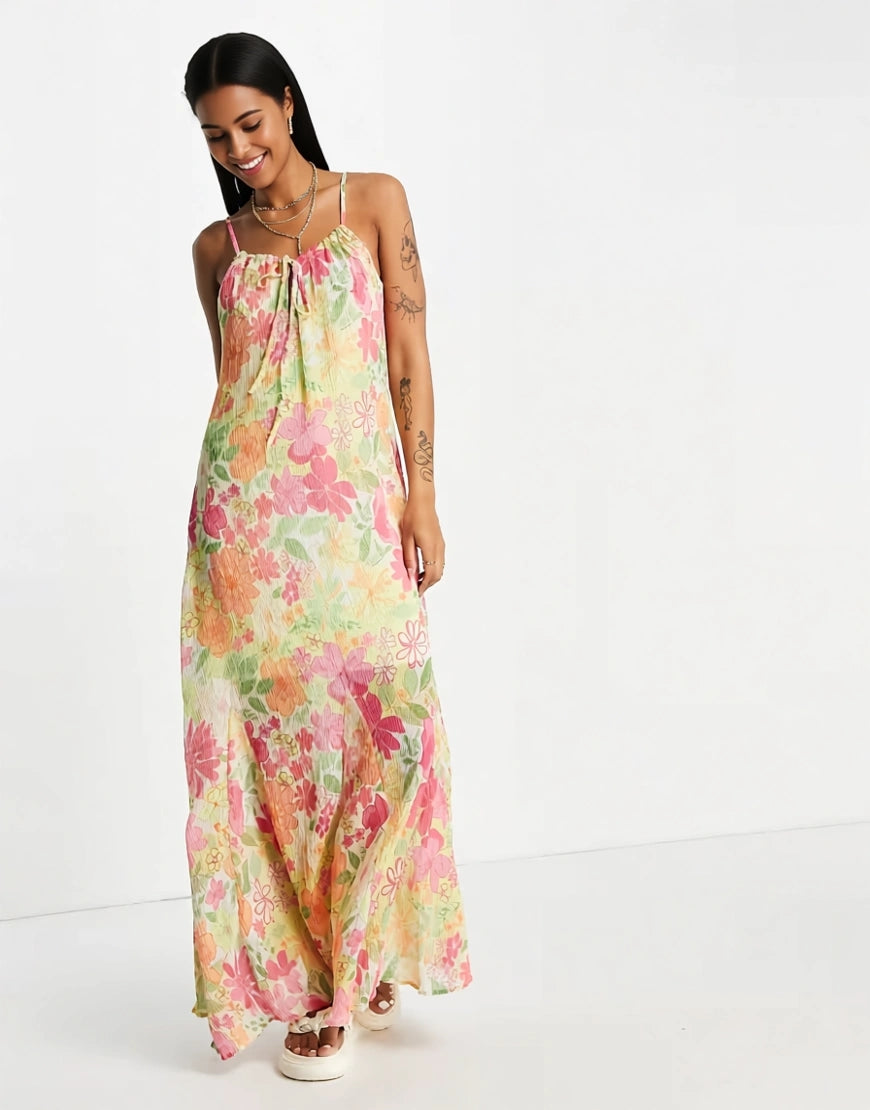 NA-KD Women's X Dani Pavlica Scoop Back Maxi Dress in Floral Print In Multi