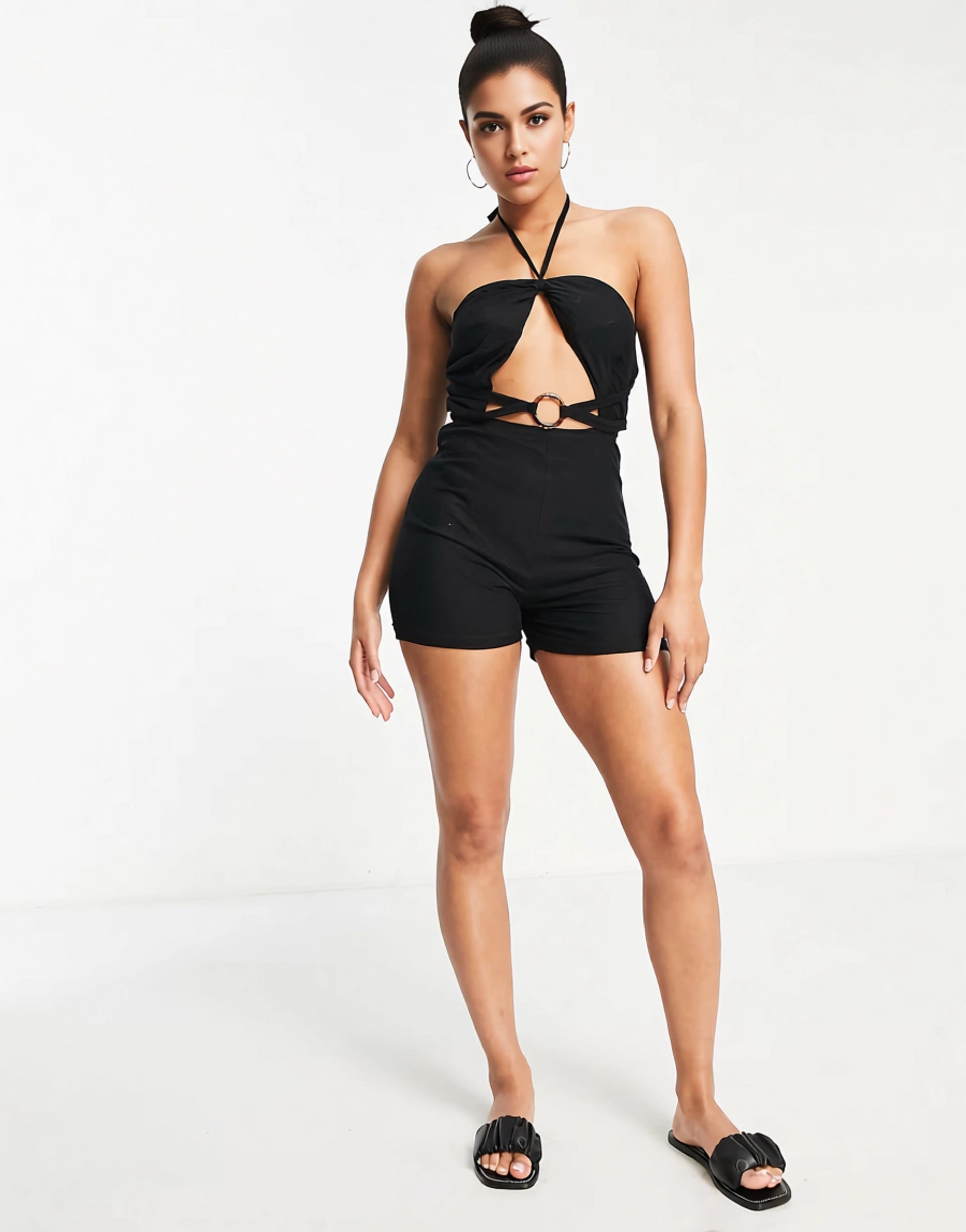 NaaNaa Women's Cut Out Romper Playsuit In Black