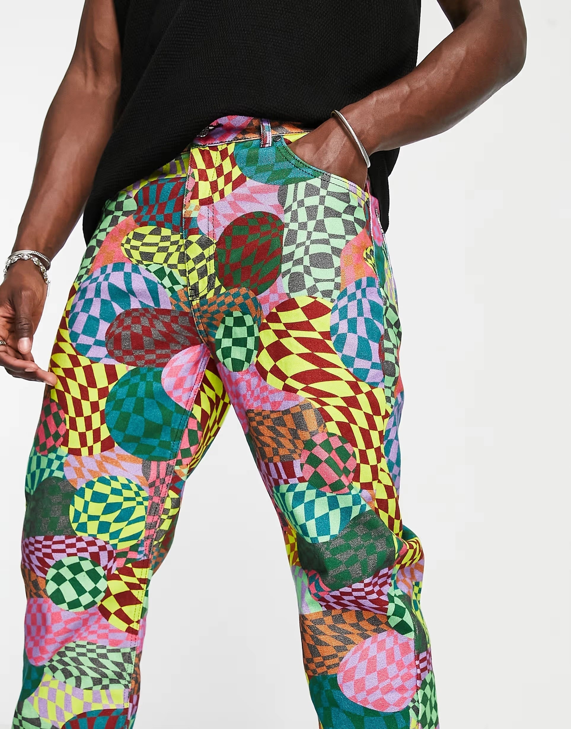 Mens The Ragged Priest Jagger Print Jeans In Multi