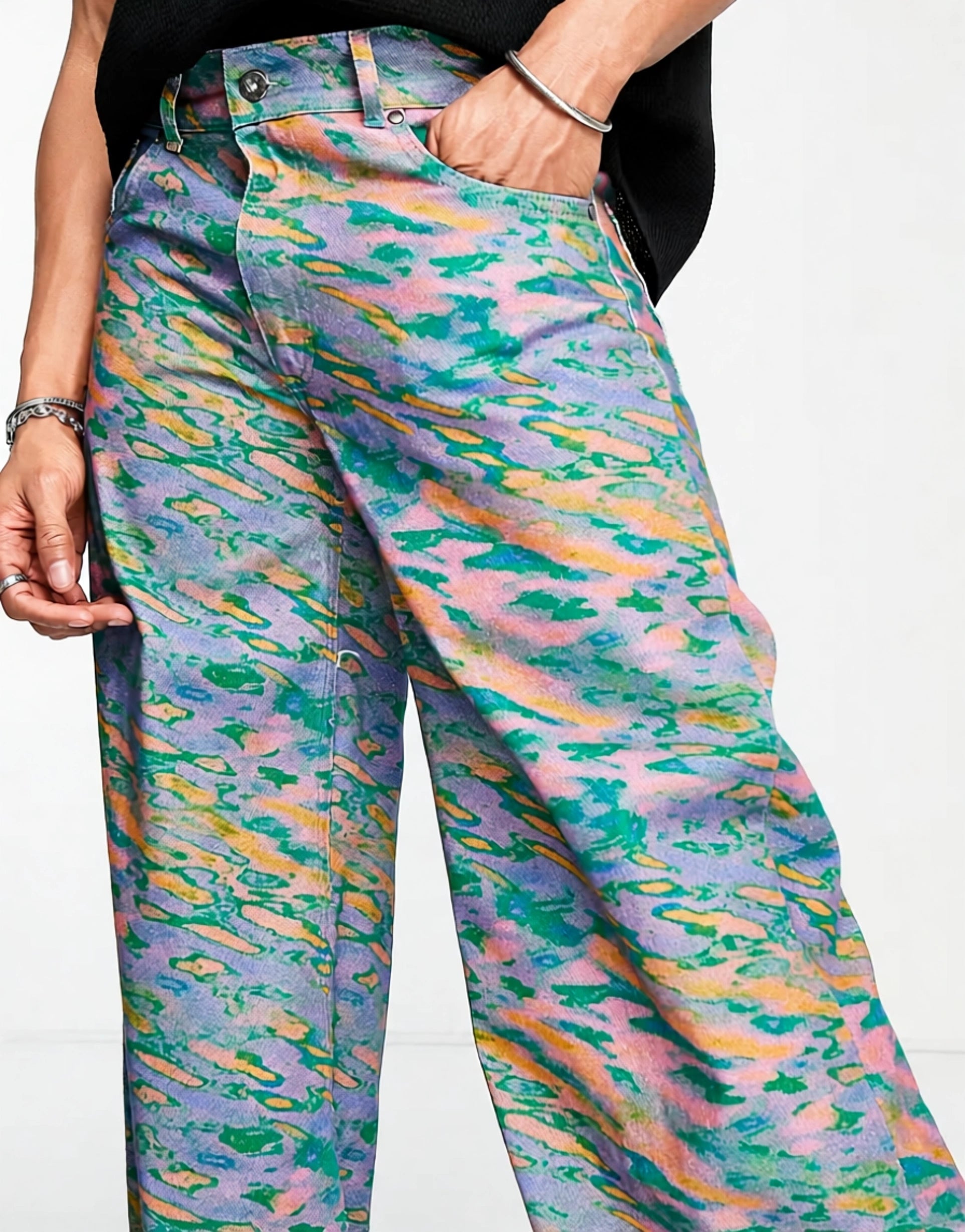 The Ragged Priest Mens Creator Print Jeans In Multi