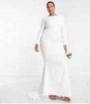 Womens True Violet Plus Bridal Long Sleeve Maxi Dress In Ivory