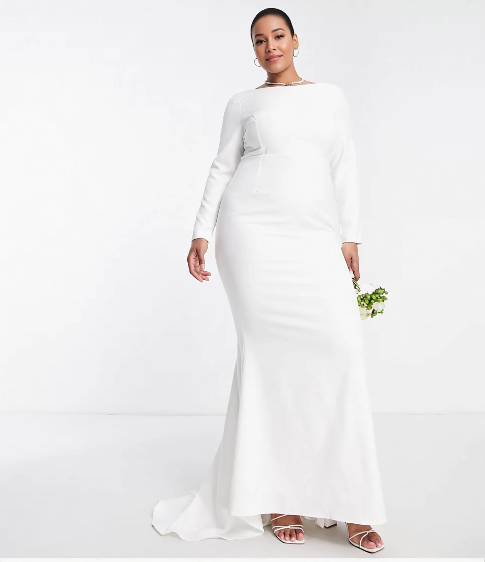 Womens True Violet Plus Bridal Long Sleeve Maxi Dress In Ivory