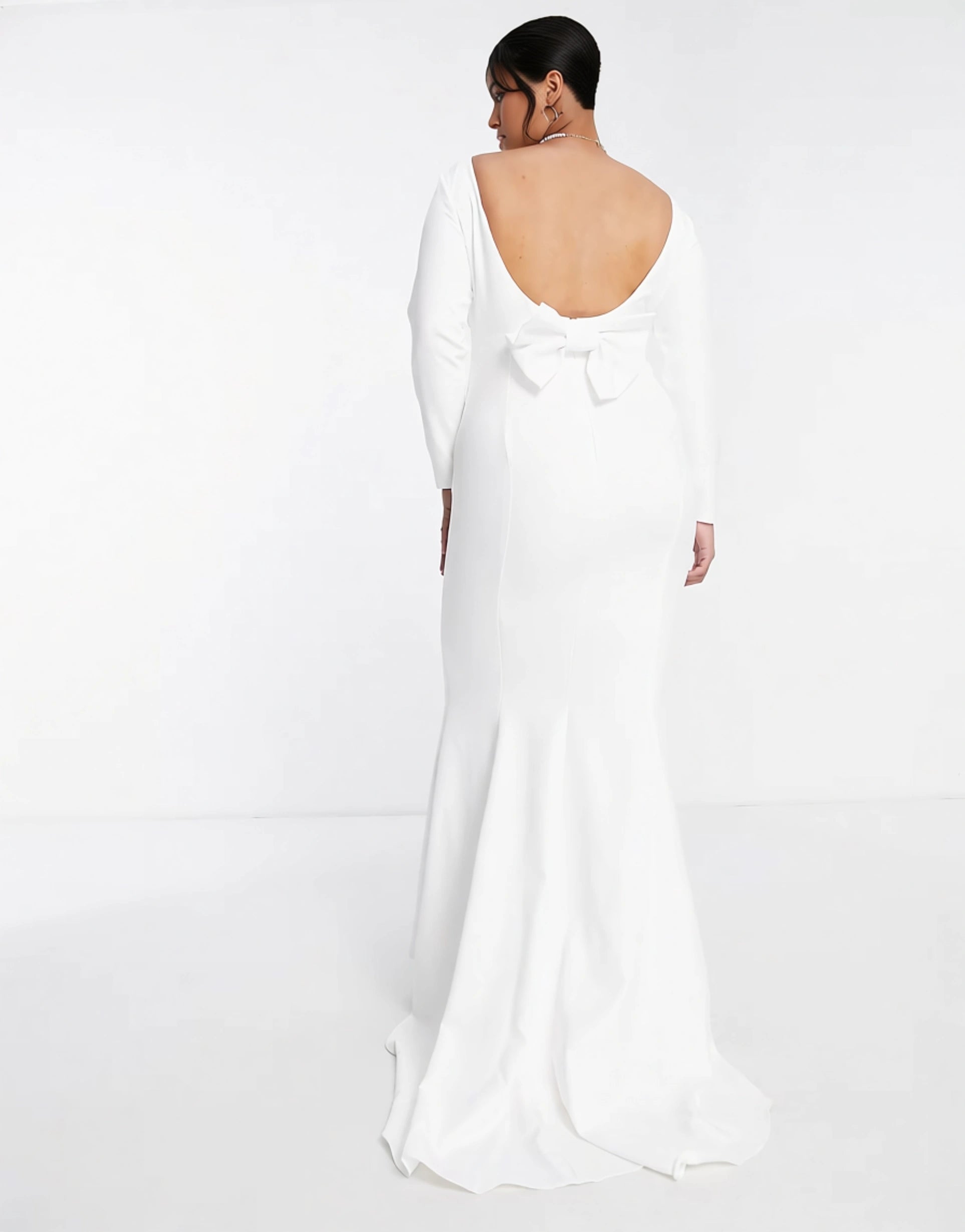 Womens True Violet Plus Bridal Long Sleeve Maxi Dress In Ivory