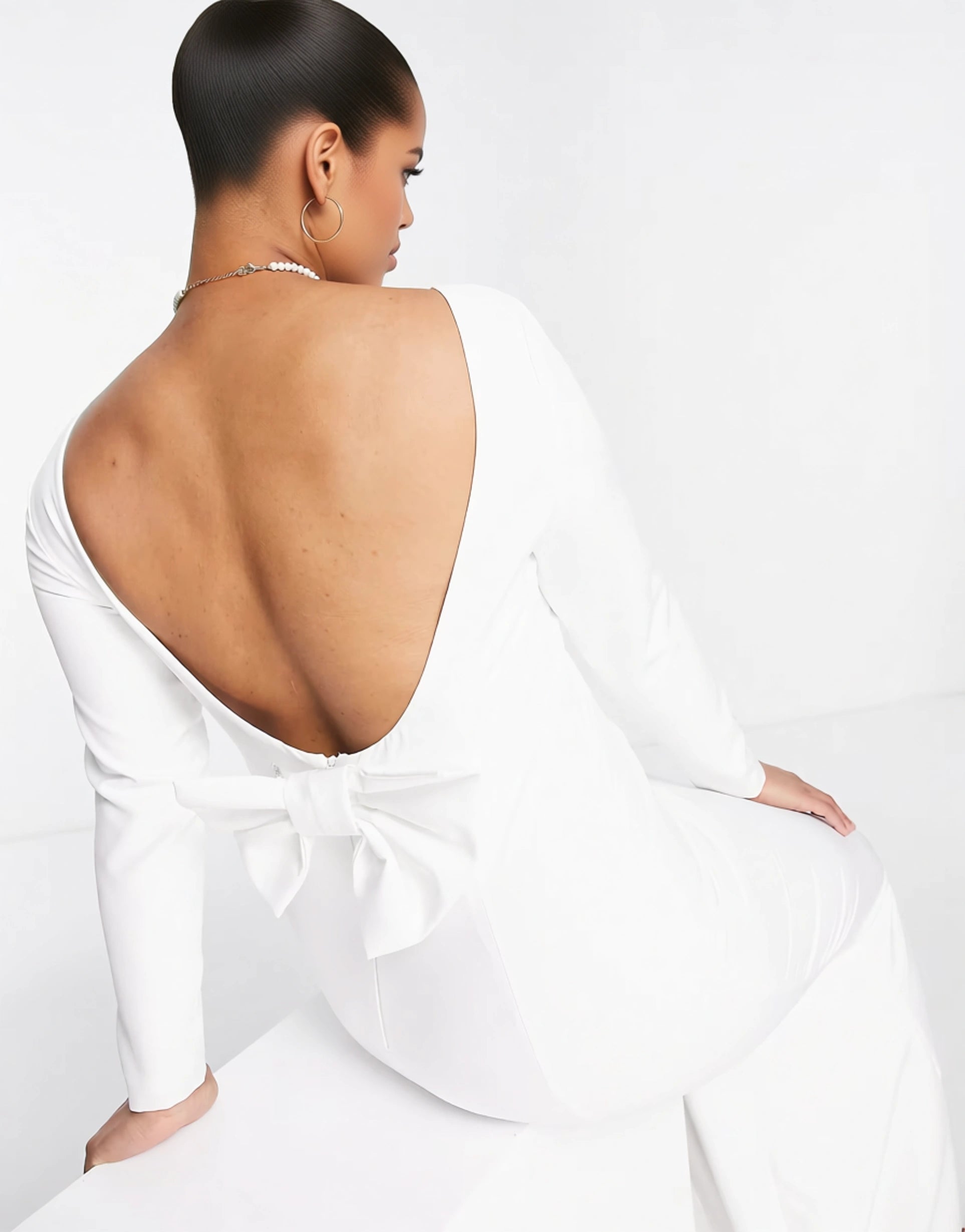 Womens True Violet Plus Bridal Long Sleeve Maxi Dress In Ivory