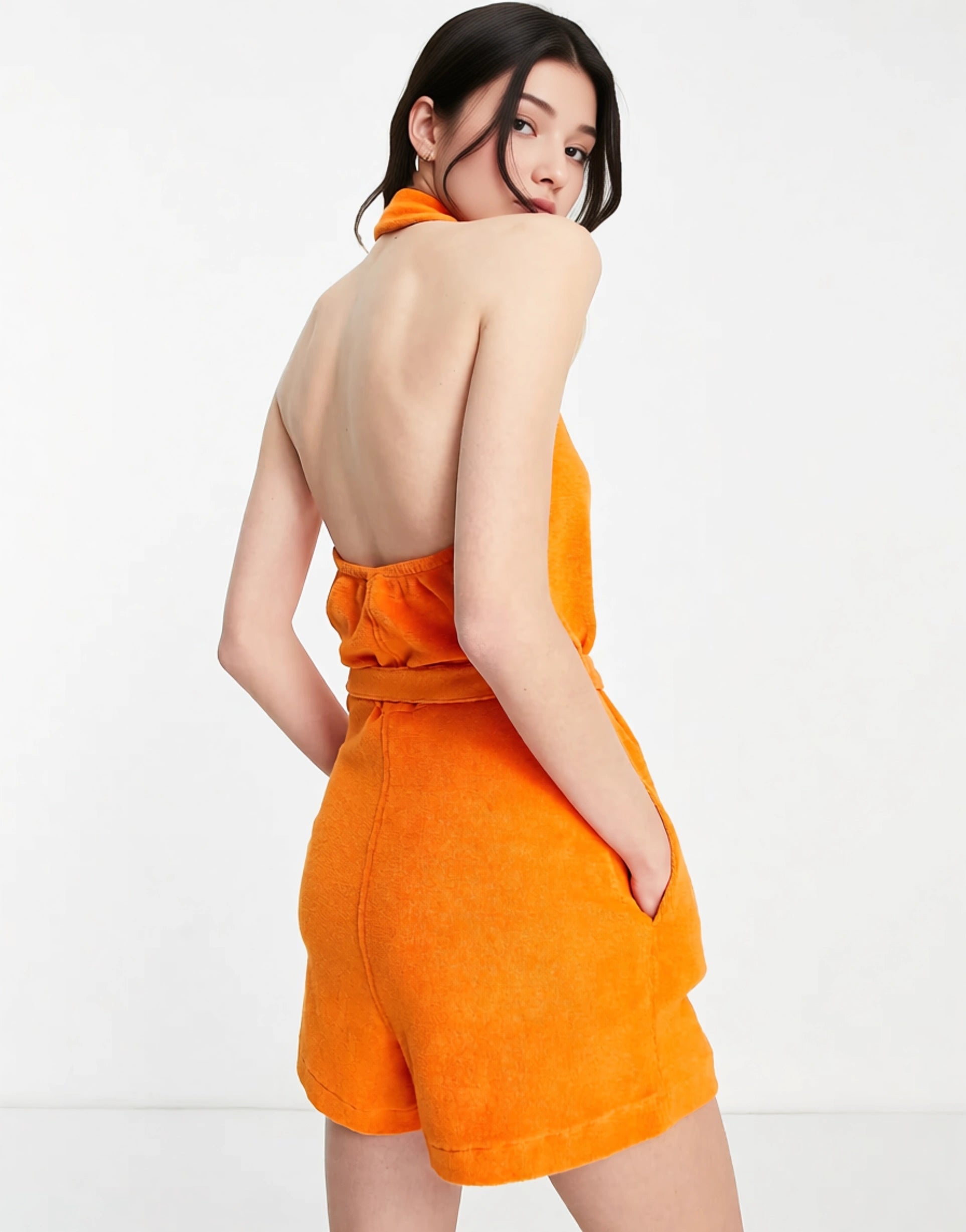 Womens & Other Stories Cotton Towelling Playsuit In Orange